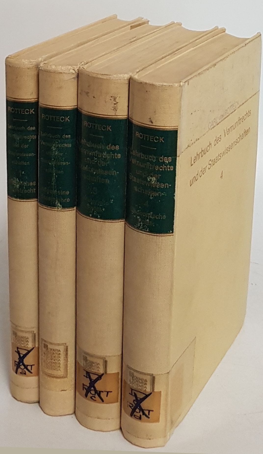 Lehrbuch des Vernunftrechts und der Staatswissenschaften (4 Bände KOMPLETT) - Bd.1: Lehrbuch des natürlichen Privatrechts/ Bd.2:Lehrbuch der allgemeinen Staatslehre/ Bd.3: Lehrbuch der materiellen Politik/ Bd.4: Lehrbuch der ökonomischen Politik