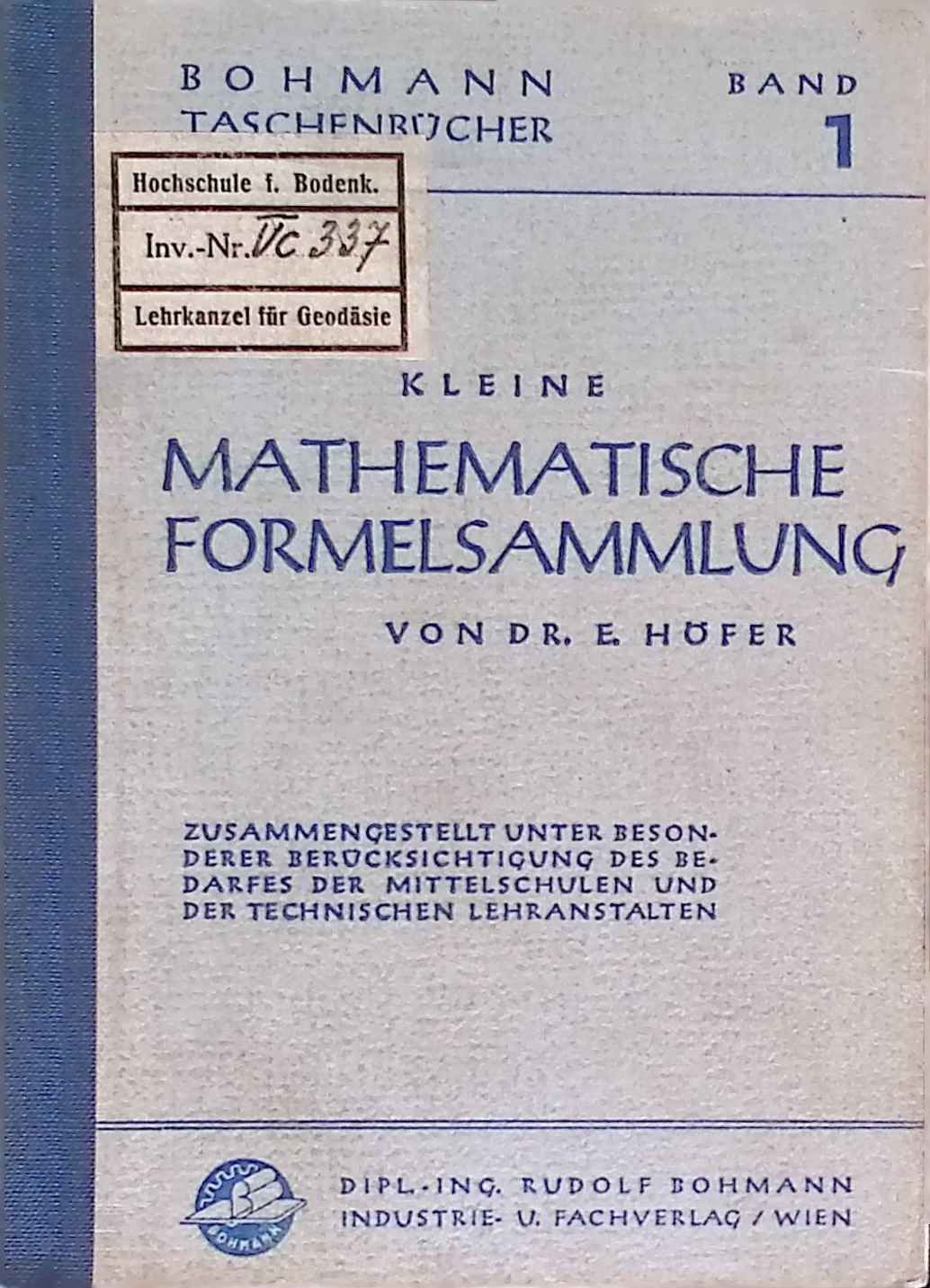 Kleine mathematische Formelsammlung
