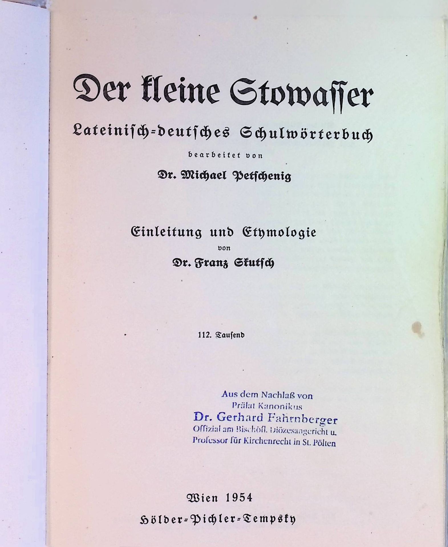 Der kleine Stowasser - lateinisch-deutsches Schulwörterbuch
