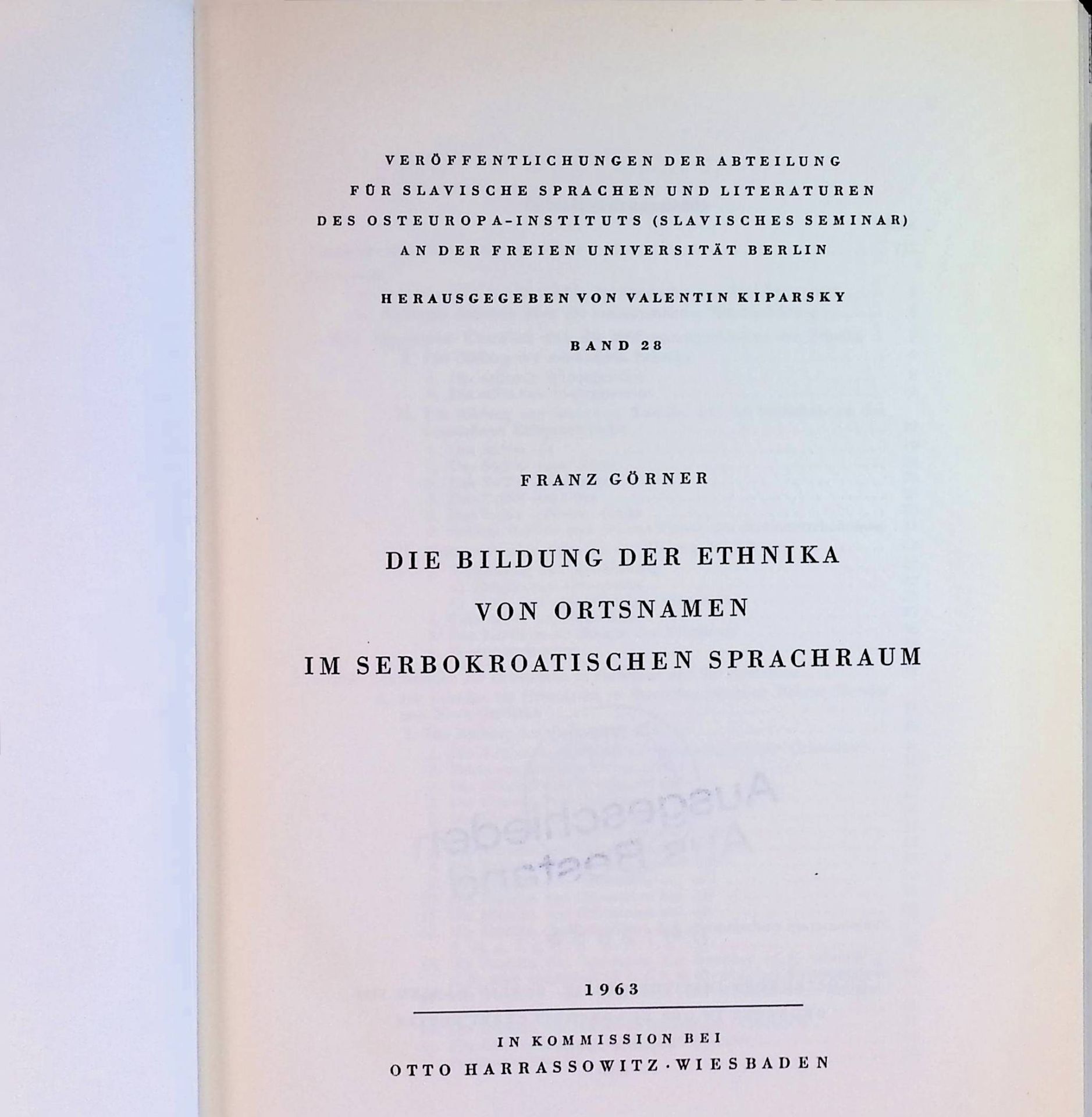 Die Bildung der Ethnika von Ortsnamen im serbokroatischen Sprachraum