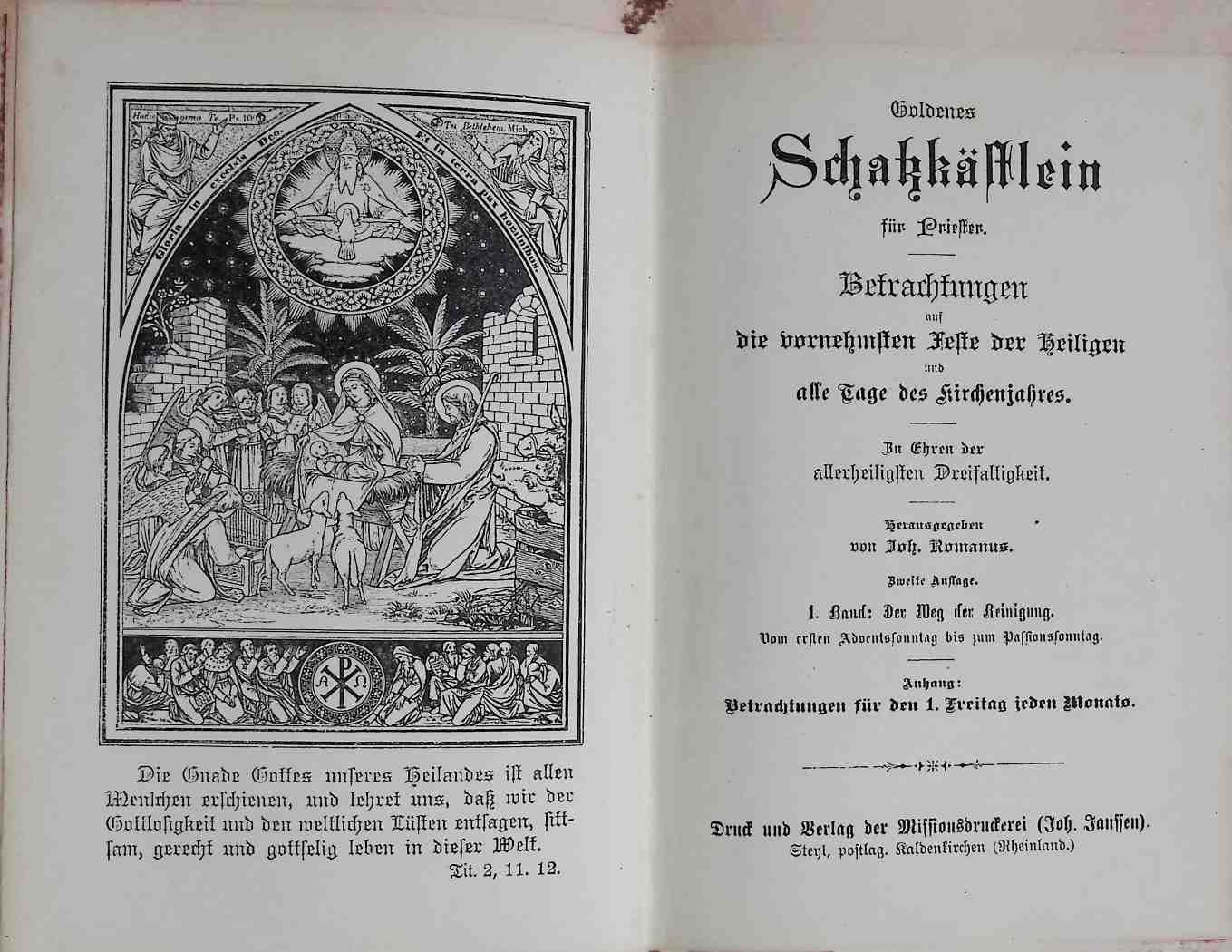 Goldenes Schatzkästlein für Priester: Betrachtungen die vornehmsten Feste der Heiligen und alle Tage des Kirchenjahres: 1. BAND: Der Weg der Reinigung