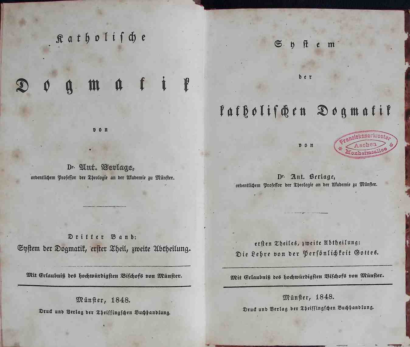 System der katholischen Dogmatik, erster Theil, zweite Abtheilung