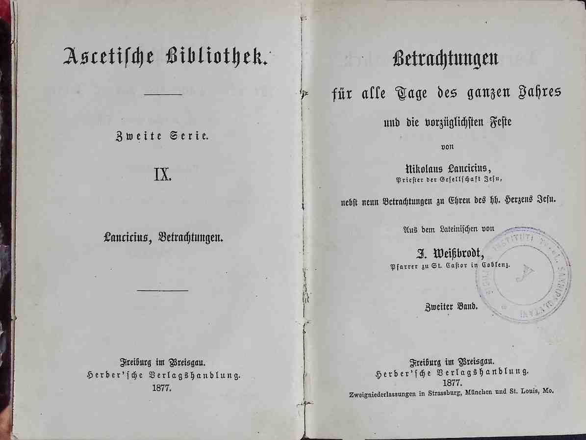 Betrachtungen für alle Tage des ganzen Jahres und die vorzüglichsten Feste