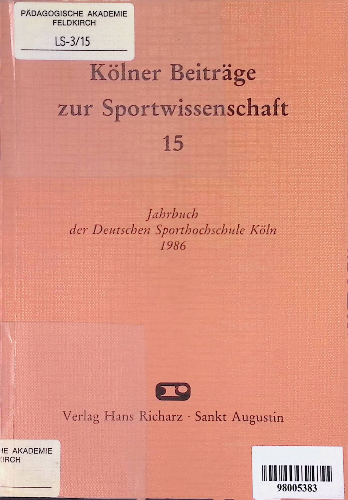 Kölner Beiträge zur Sportwissenschaft. Band 15