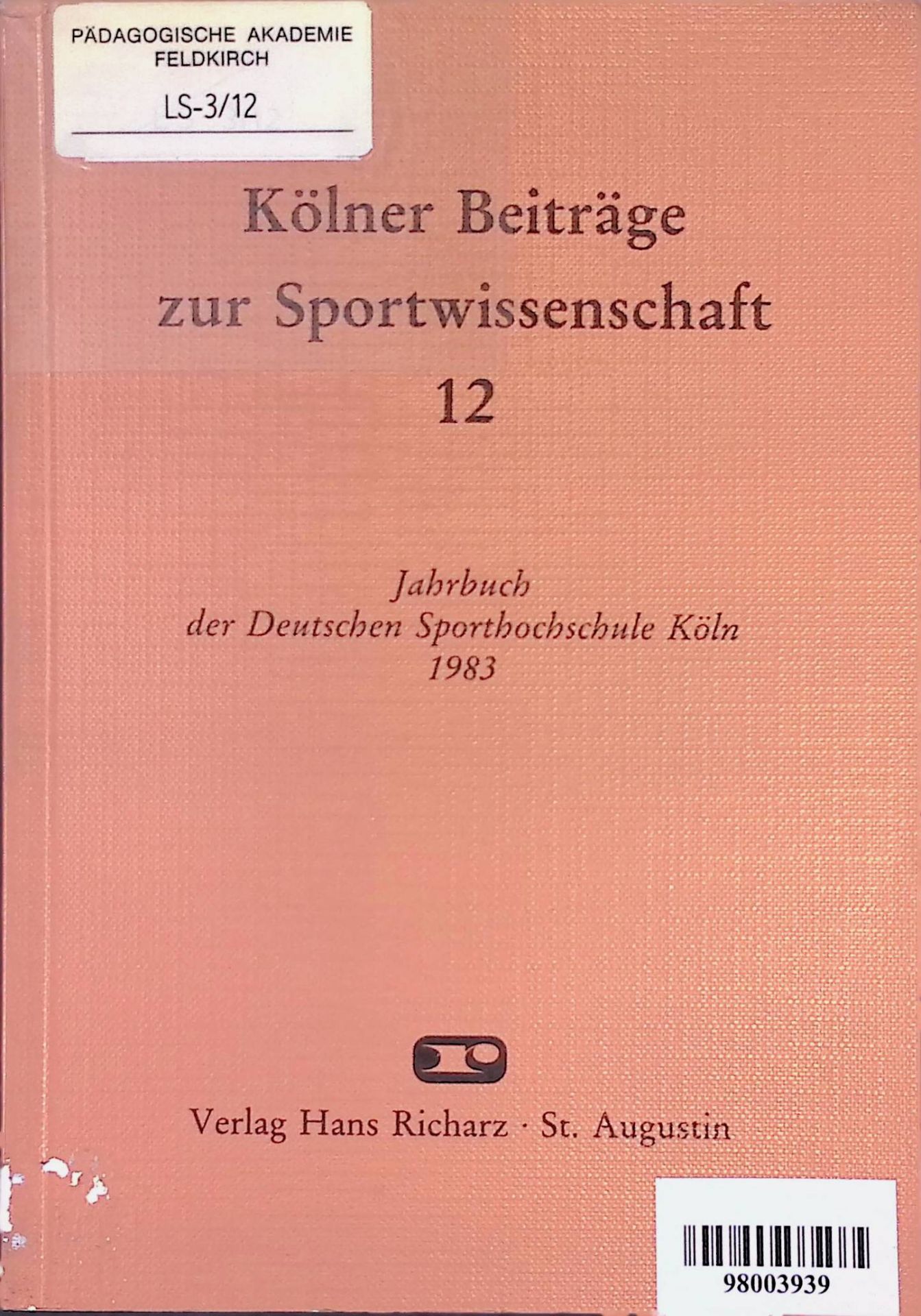 Kölner Beiträge zur Sportwissenschaft 12