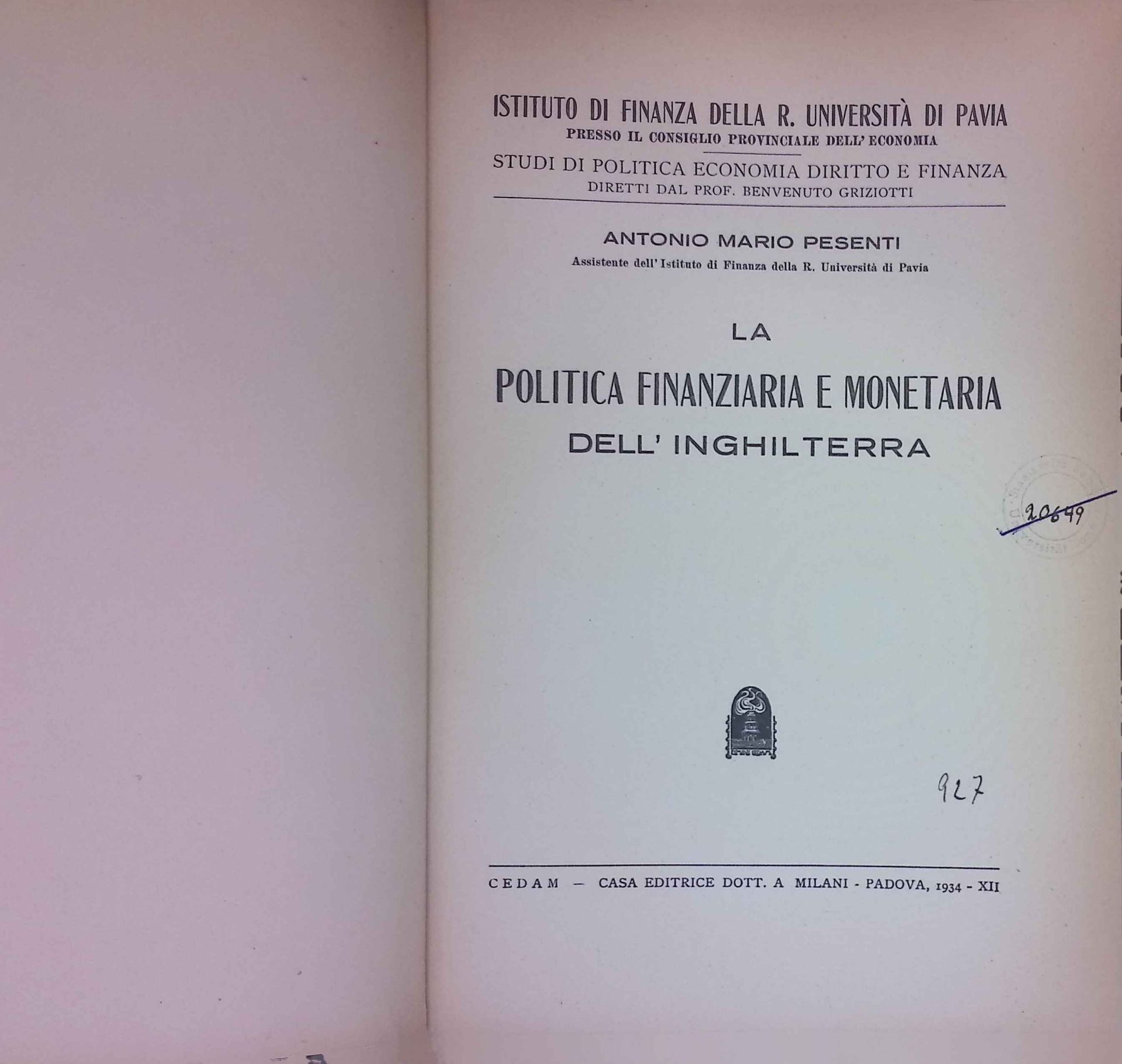 La Politica Finanziaria e Monetaria dell' Inghilterra