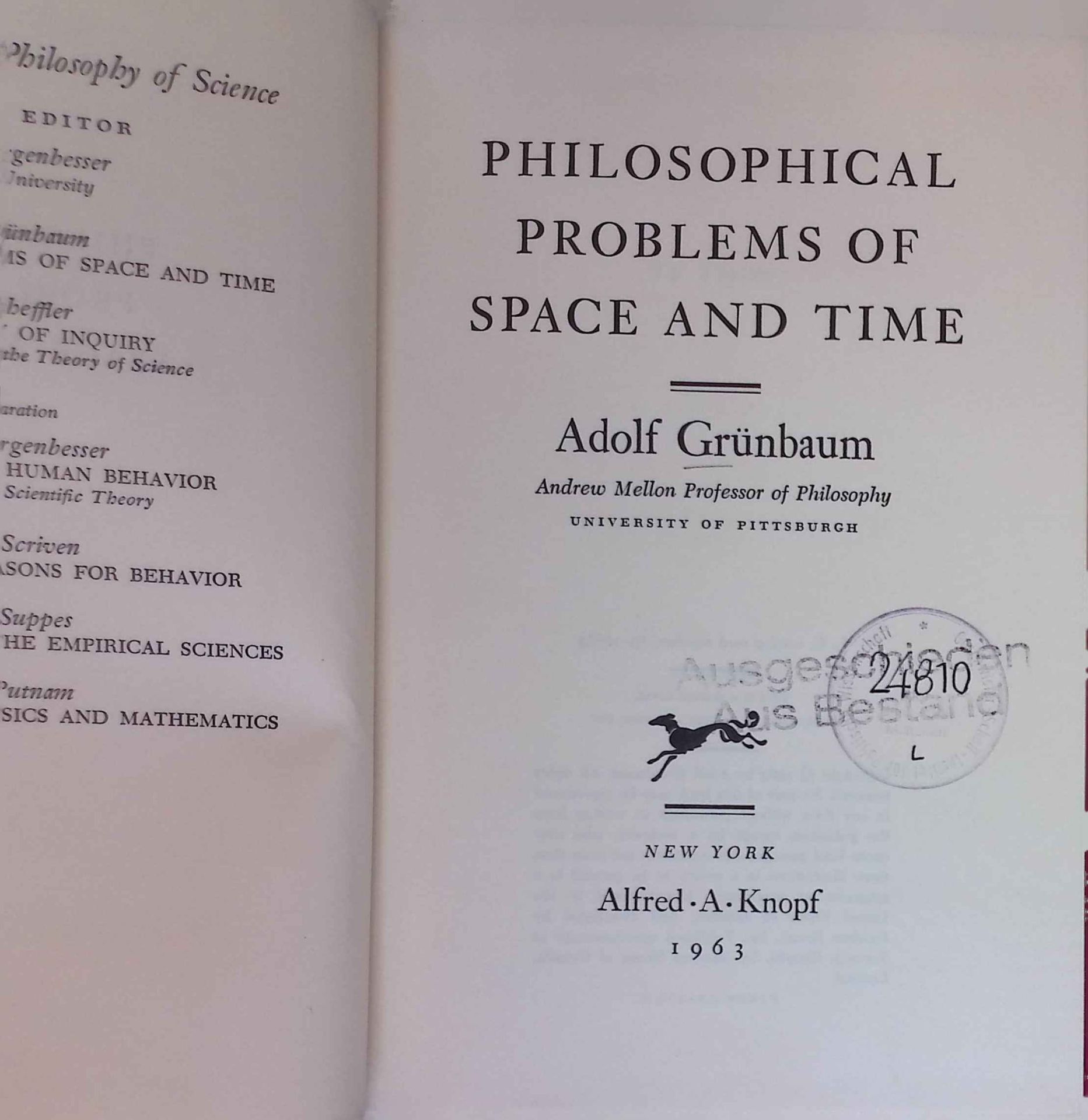 Philosophical Problems of Space and Time,