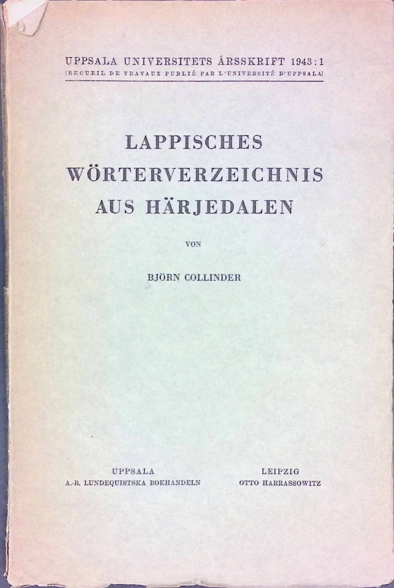 Lappisches Wörterverzeichnis aus Härjedalen