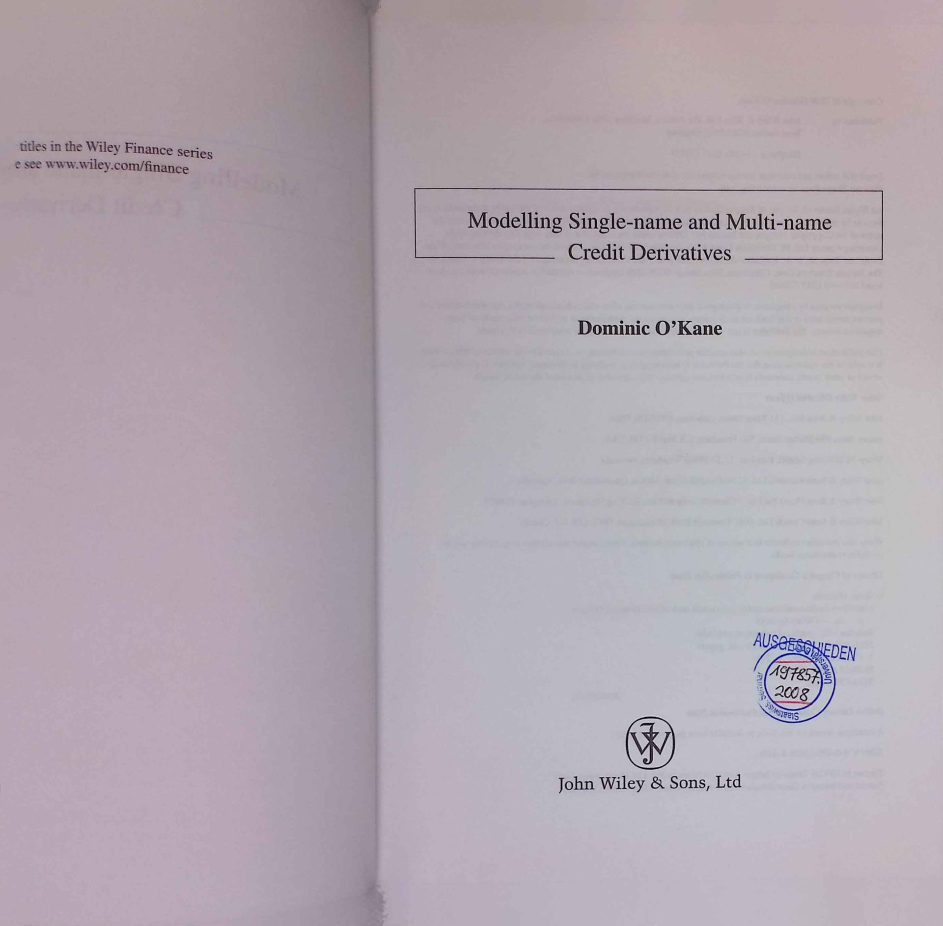 Modelling Single-name and Multi-name Credit Derivatives