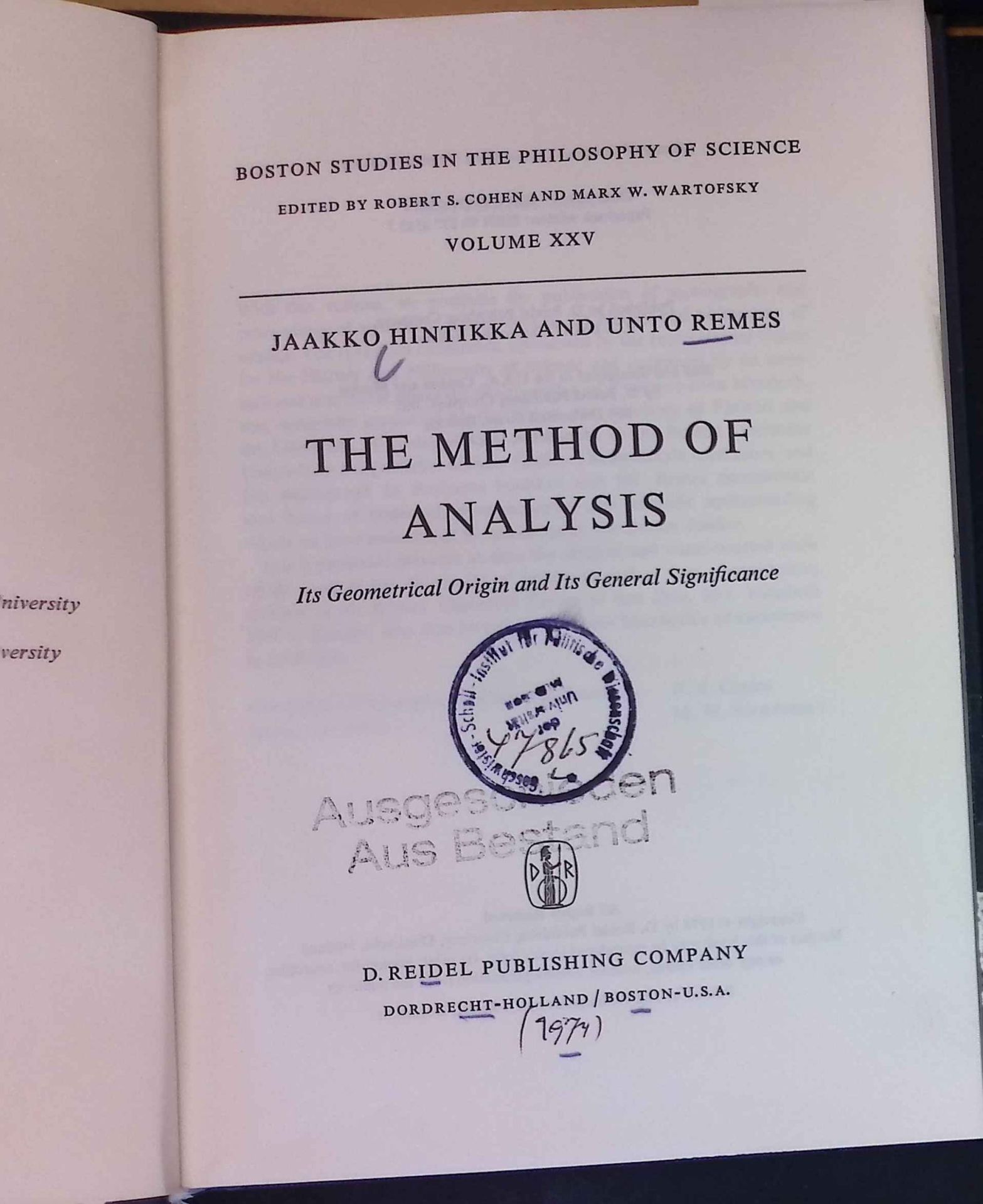 The Method of Analysis: Its Geometrical Origin and Its General Significance