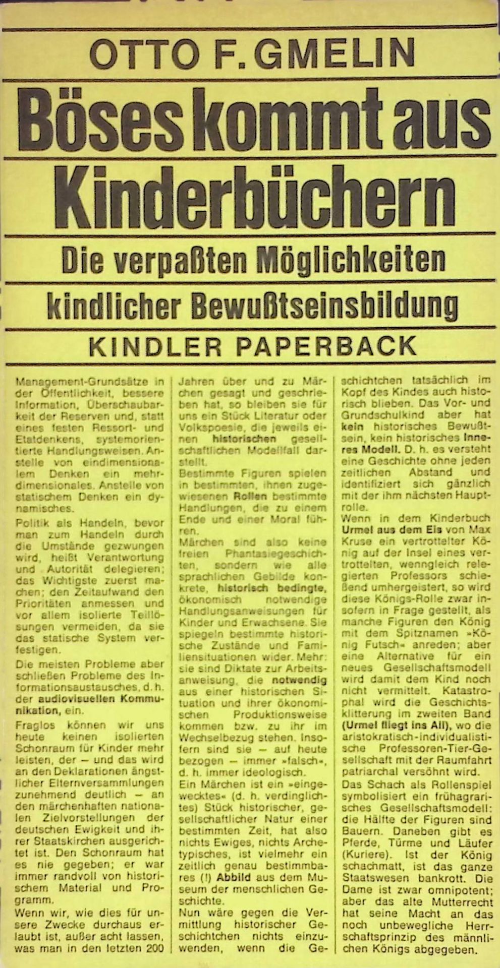 Böses kommt aus Kinderbüchern. Die verpassten Möglichkeiten kindl. Bewusstseinsbildung