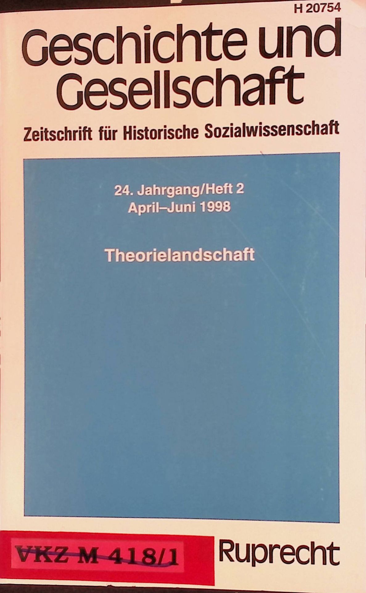 Gesellschaft oder die Schwierigkeit, vernetzend zu denken. Die zweite Republik Österreich. -in: Geschichte und Gesellschaft. 24. Jahrgang 1998 / Heft 2: Theorielandschaft