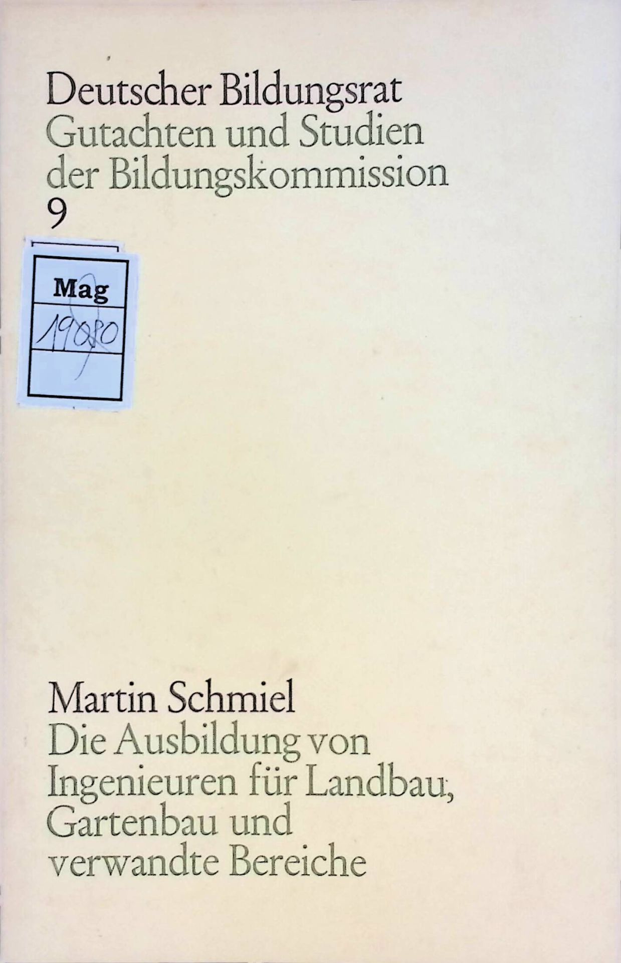 Die Ausbildung von Ingenieuren für Landbau, Gartenbau und verwandte Bereiche