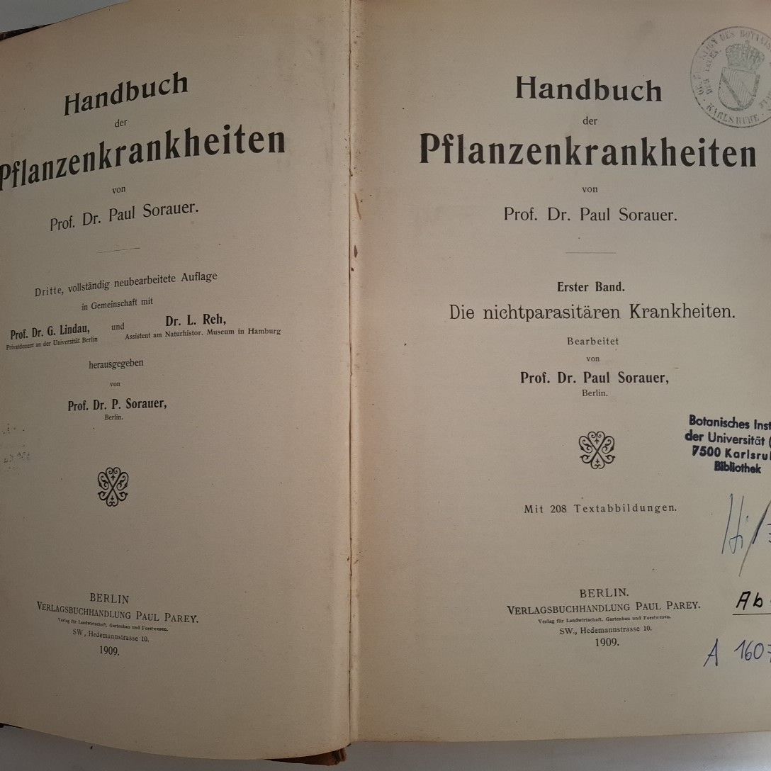 Handbuch der Pflanzenkrankheiten - ERSTER BAND: Die nichtparasitären Krankheiten