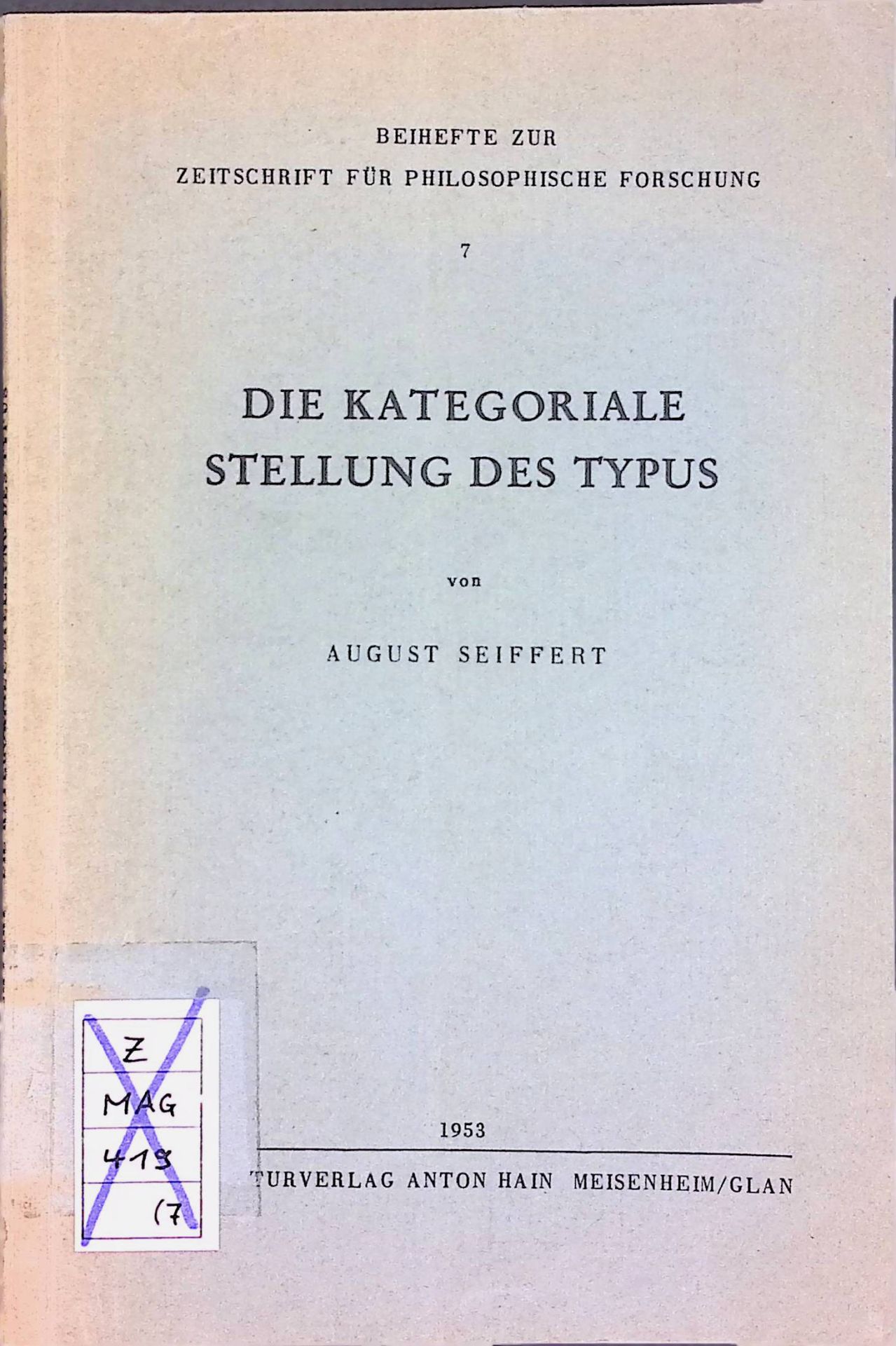 Die kategoriale Stellung des Typus