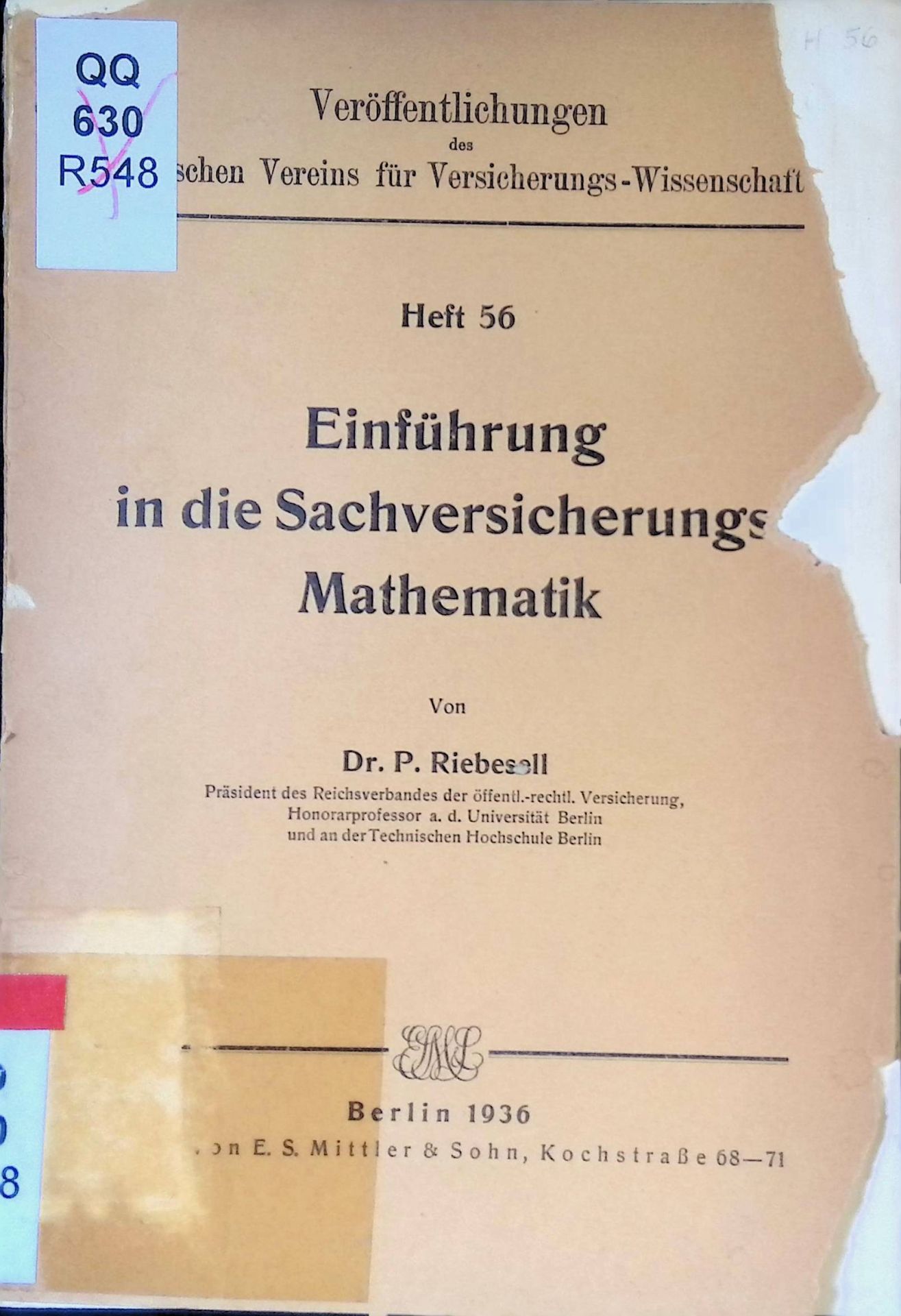 Einführung in die Sachversicherungs-Mathematik