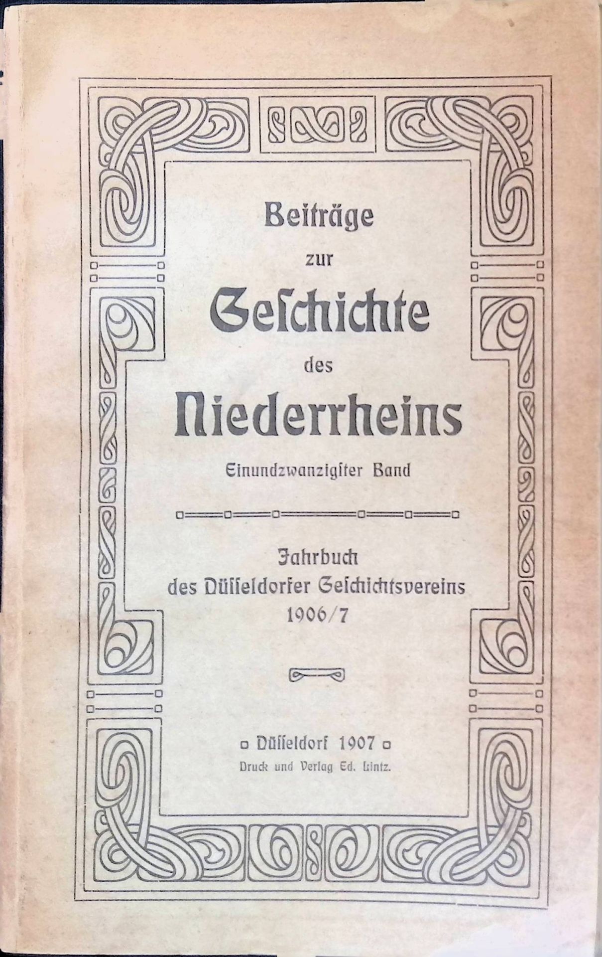 Zur Geschichte der öffentlichen Armenpflege in Düsseldorf -in: Beiträge zur Geschichte des Niederrheins, 21. Band