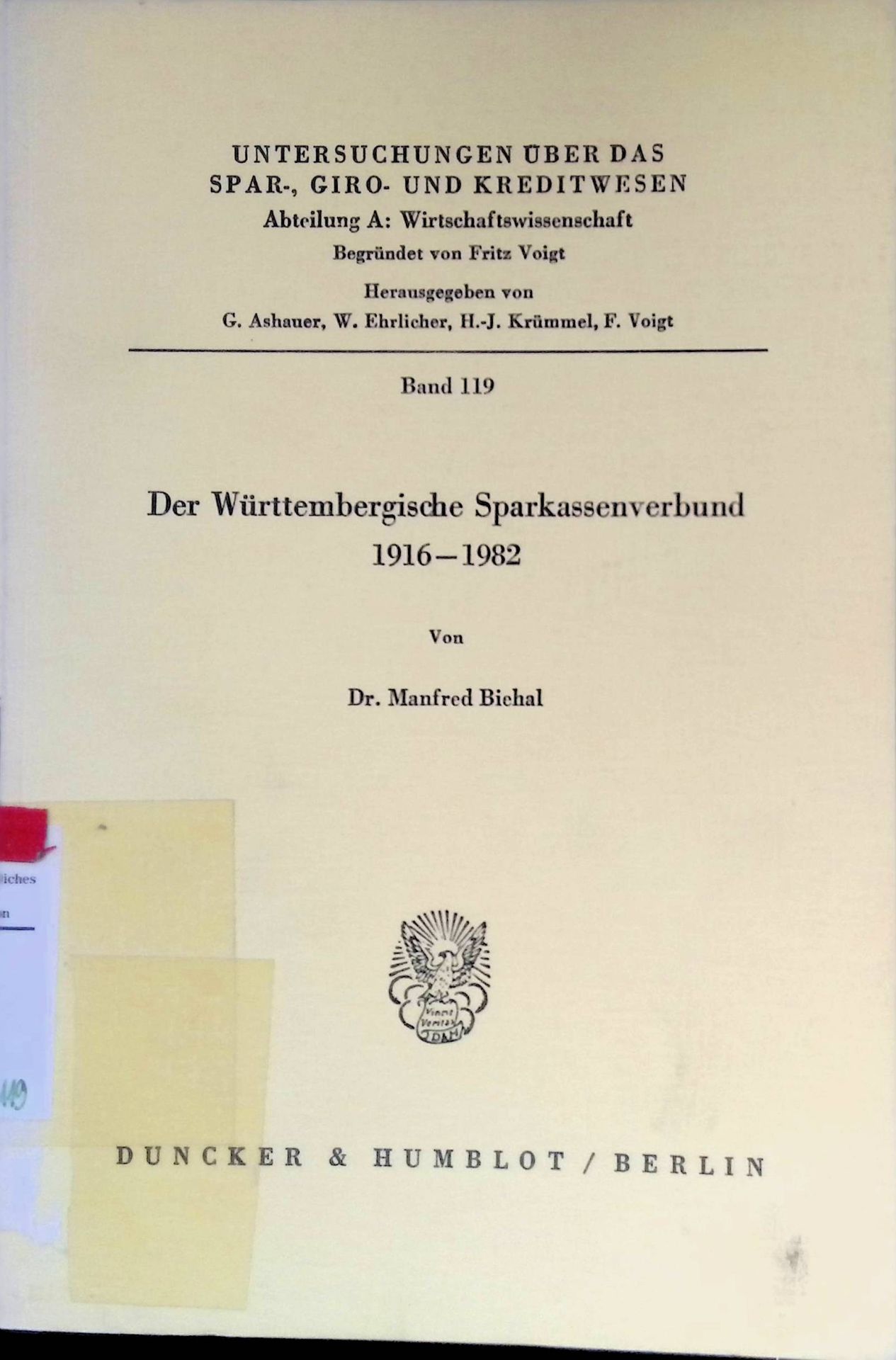 Der Württembergische Sparkassenverbund 1916 - 1982