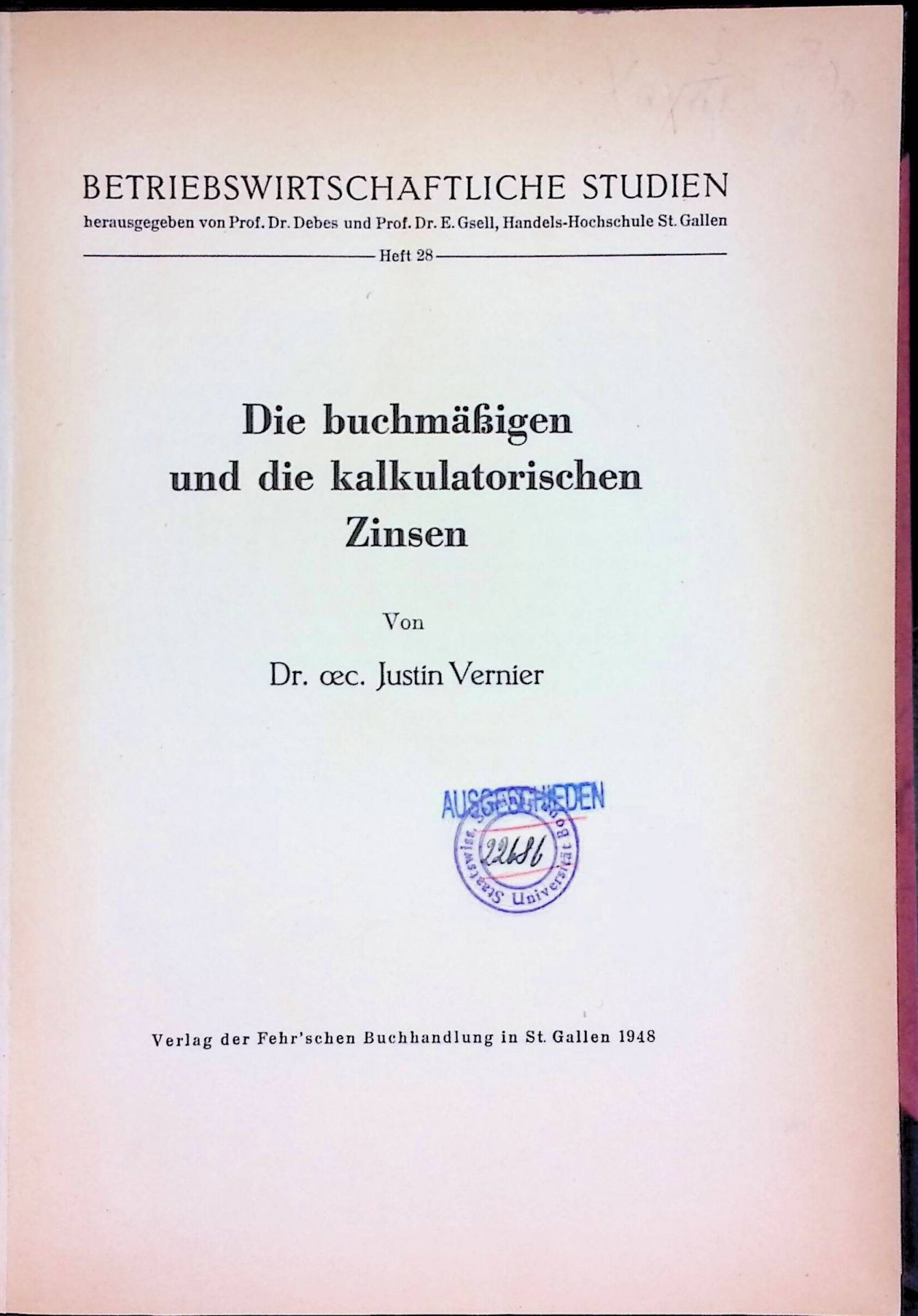 Die buchmässigen und die kalkulatorischen Zinsen