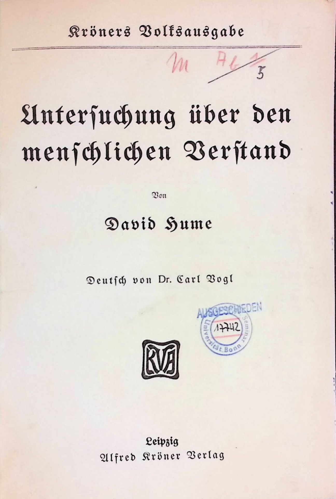 Untersuchung über den menschlichen Verstand