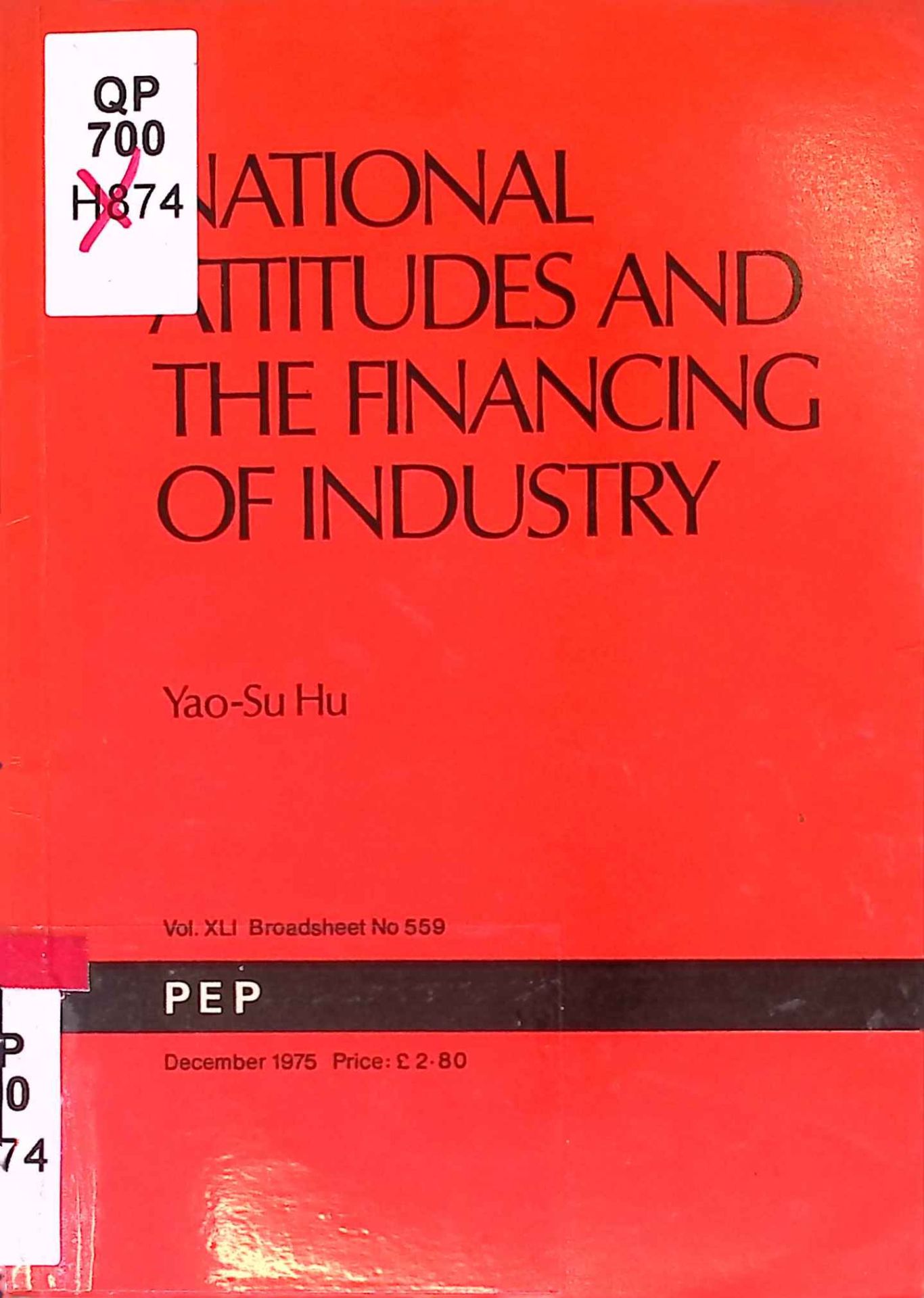 National Attitudes and the Financing of Industry: