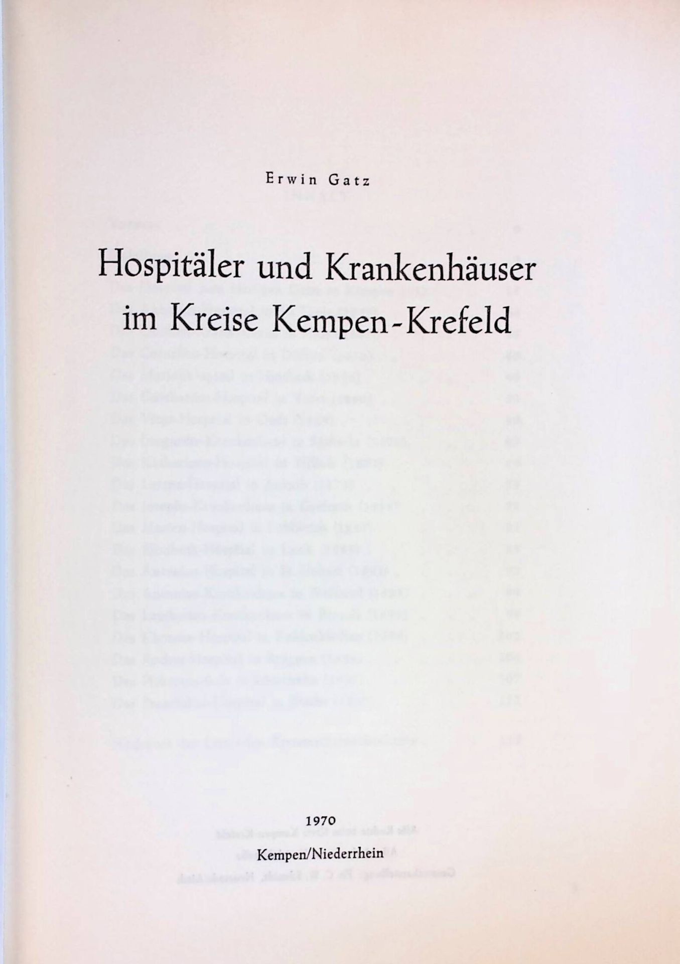 Hospitäler und Krankenhäuser im Kreise Kempen-Krefeld