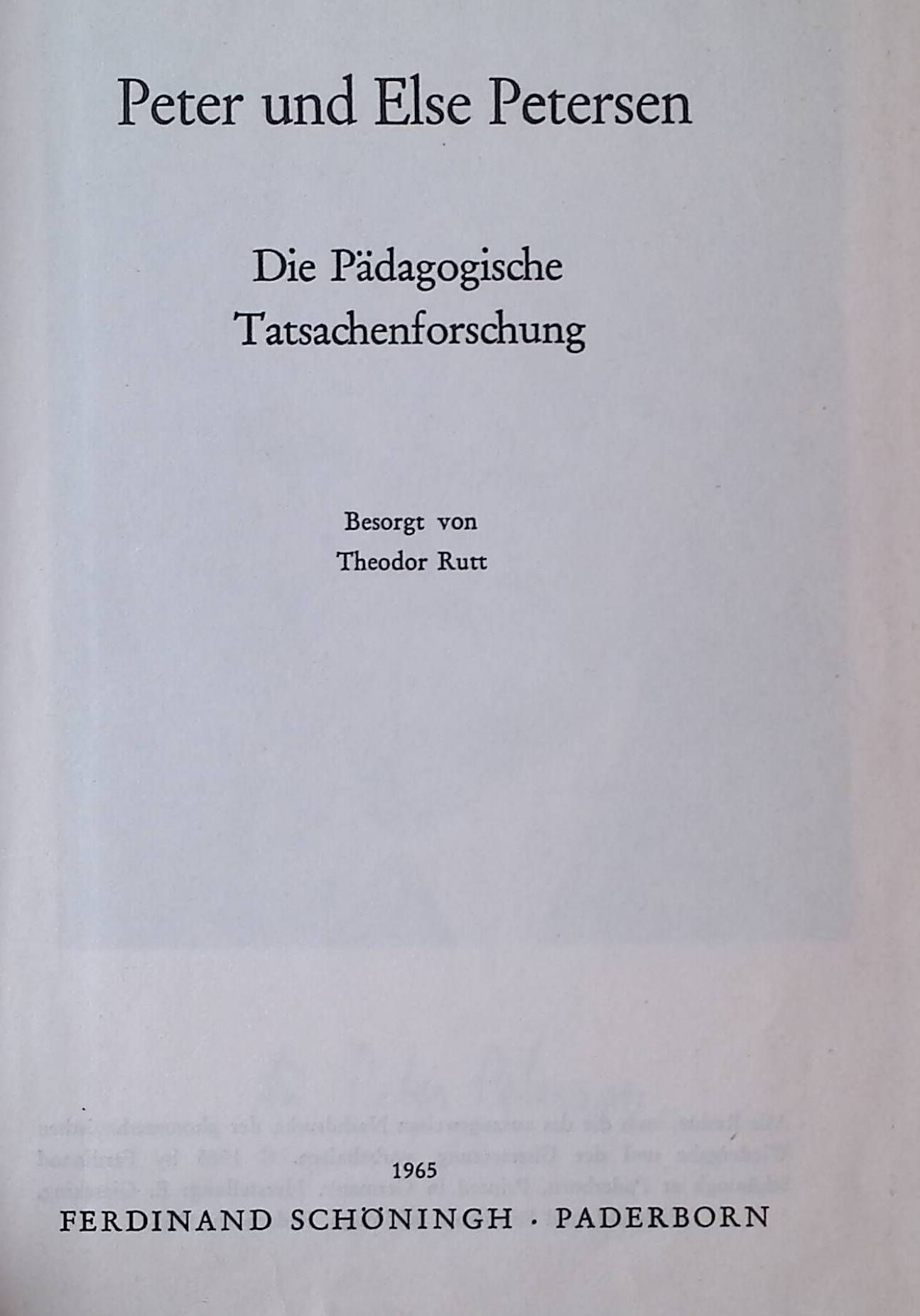 Die pädagogische Tatsachenforschung
