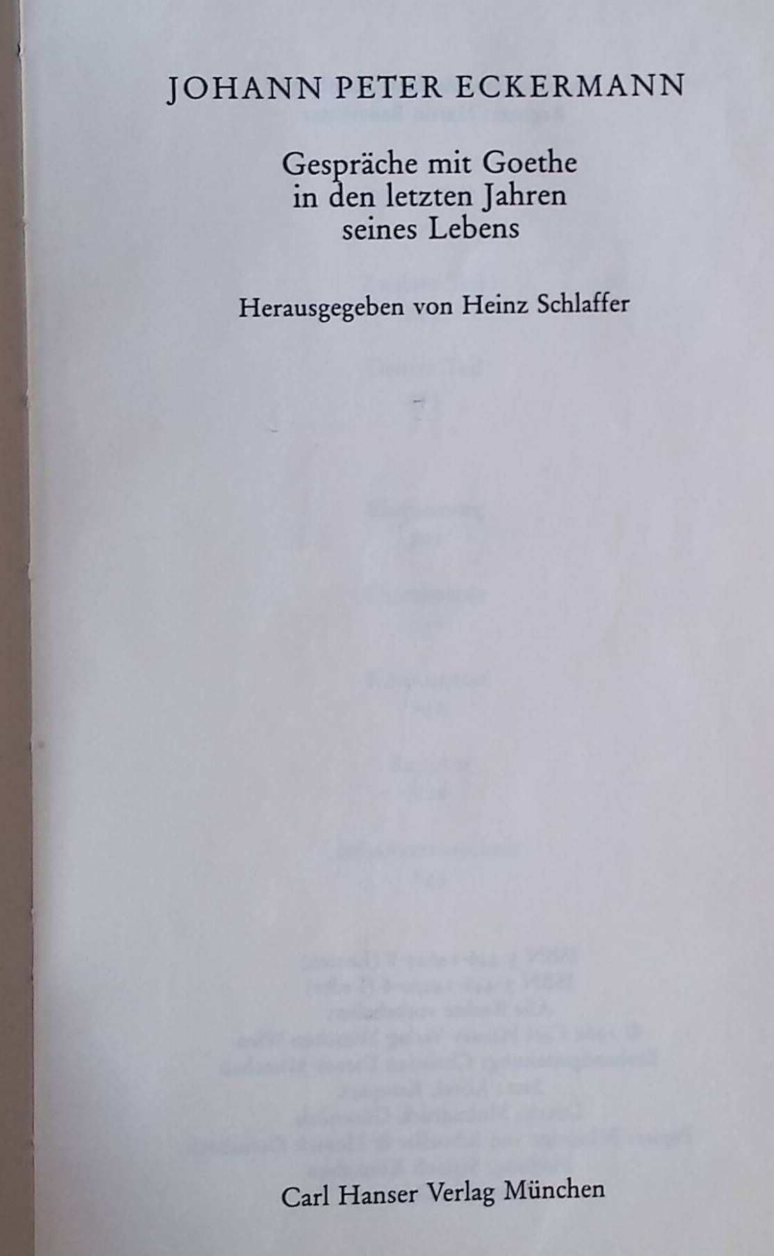 Gespräche mit Goethe in den letzten Jahren seines Lebens