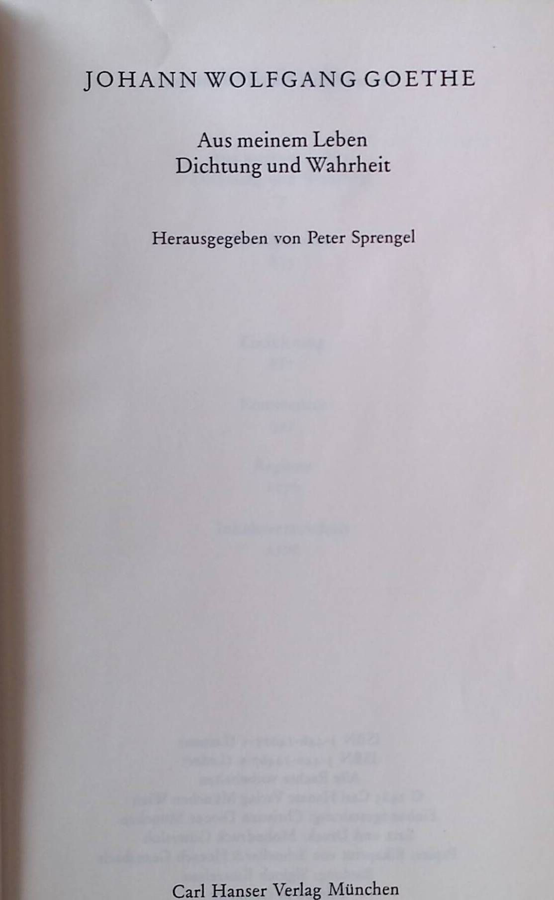Aus meinem Leben. Dichtung und Wahrheit