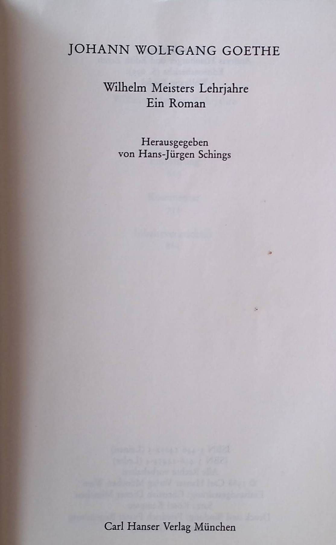 Wilhelm Meisters Lehrjahre
