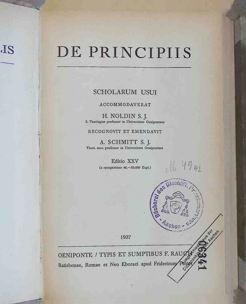 Summa Theologiae Moralis - Vol. I: De Principiis