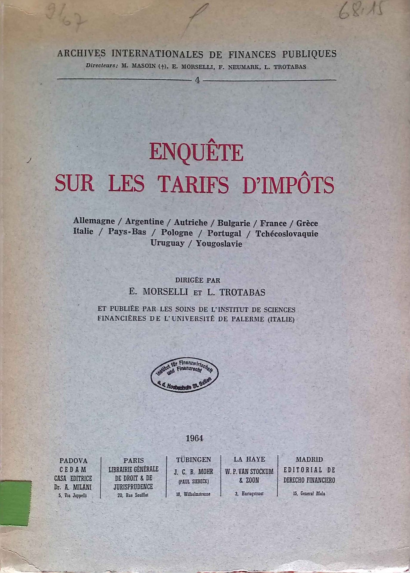 Enquete sur les tarifs D'Impots