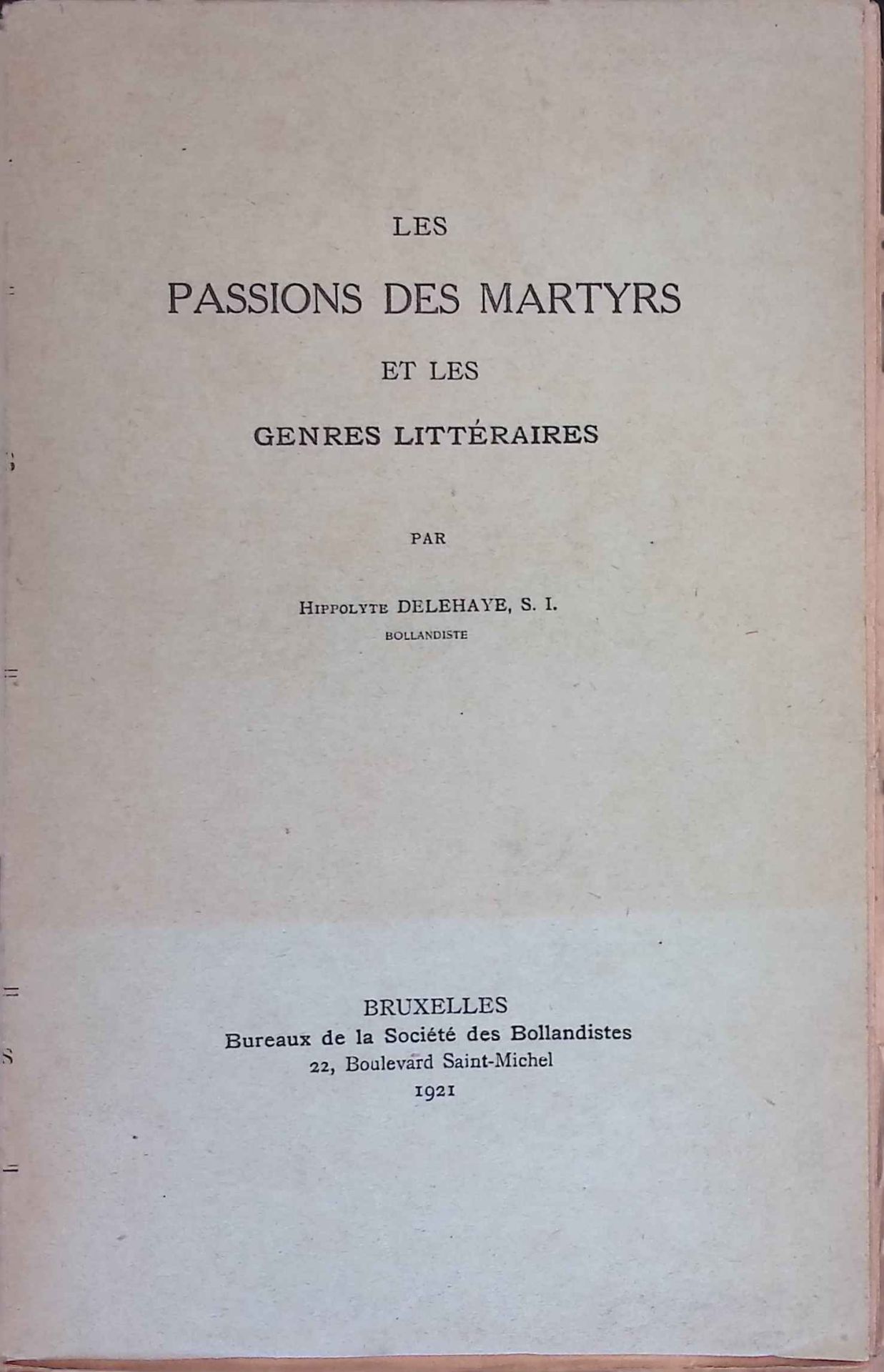 Les Passions Des Martyrs Et Les Genres Littéraires