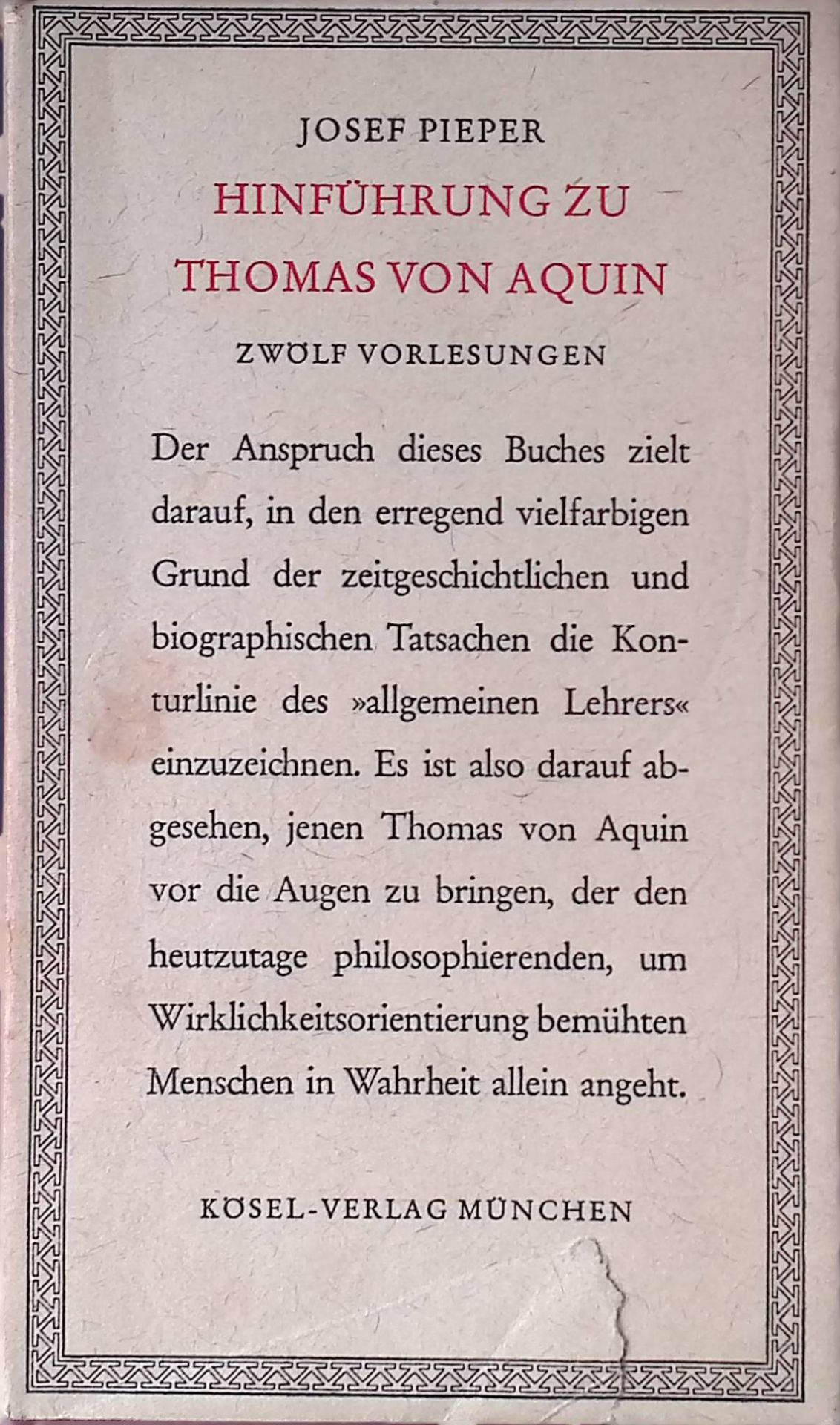 Hinführung zu Thomas von Aquin. Zwölf Vorlesungen
