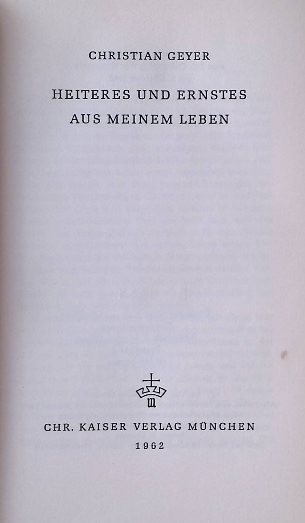 Heiteres und Ernstes aus meinem Leben