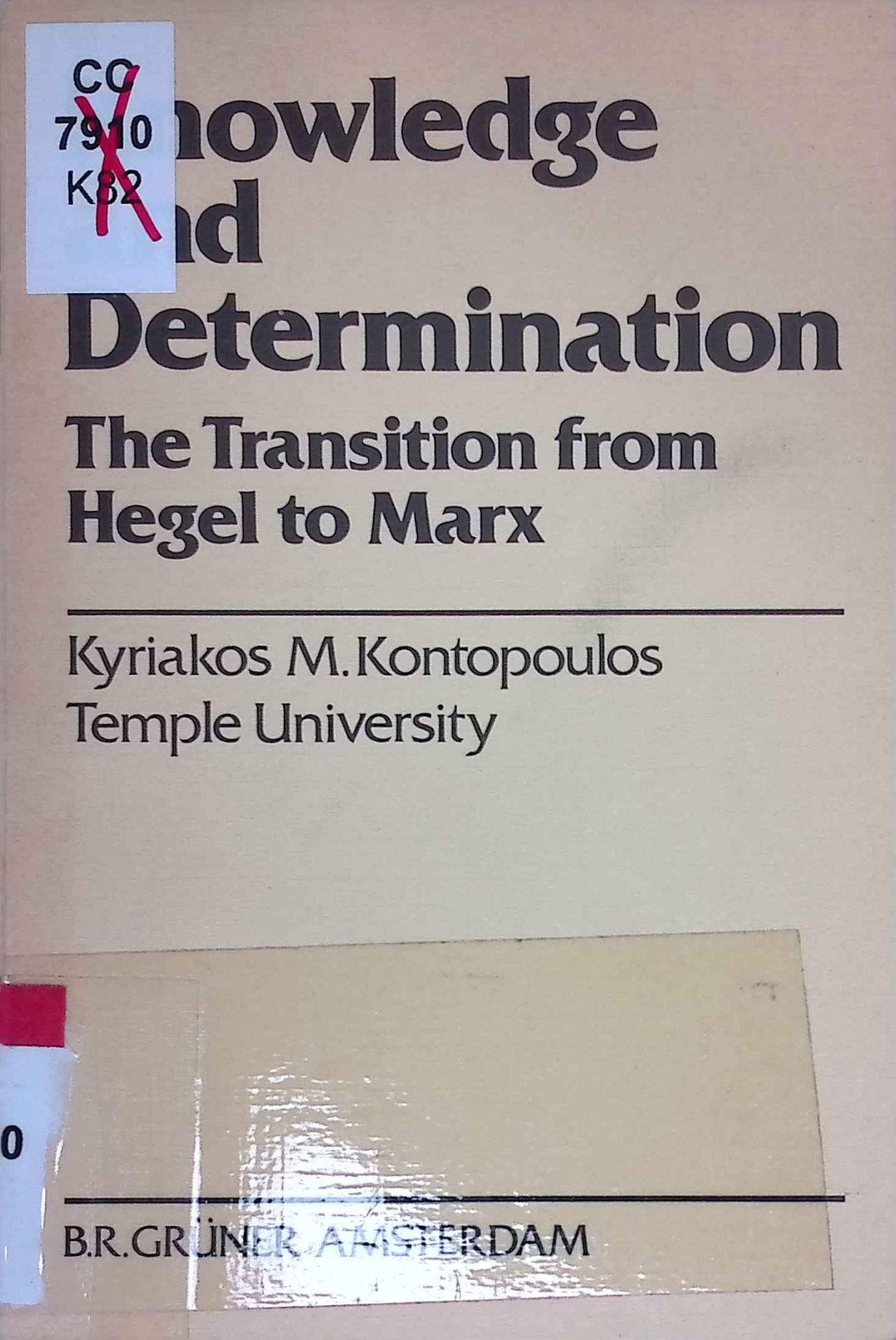 Knowledge and Determination: The Transition from Hegel to Marx