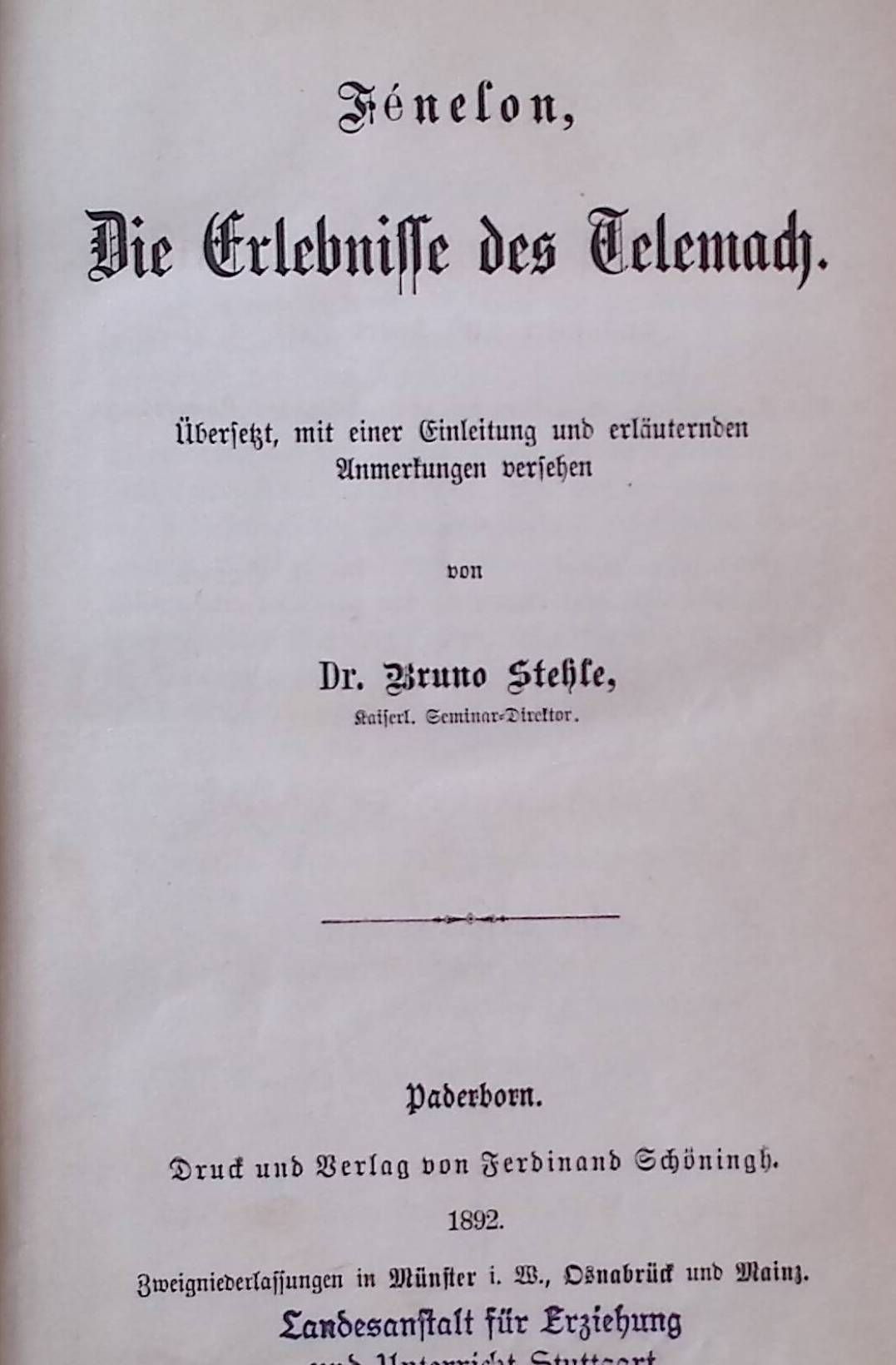 Fénelon, Die Erlebnisse des Telemach