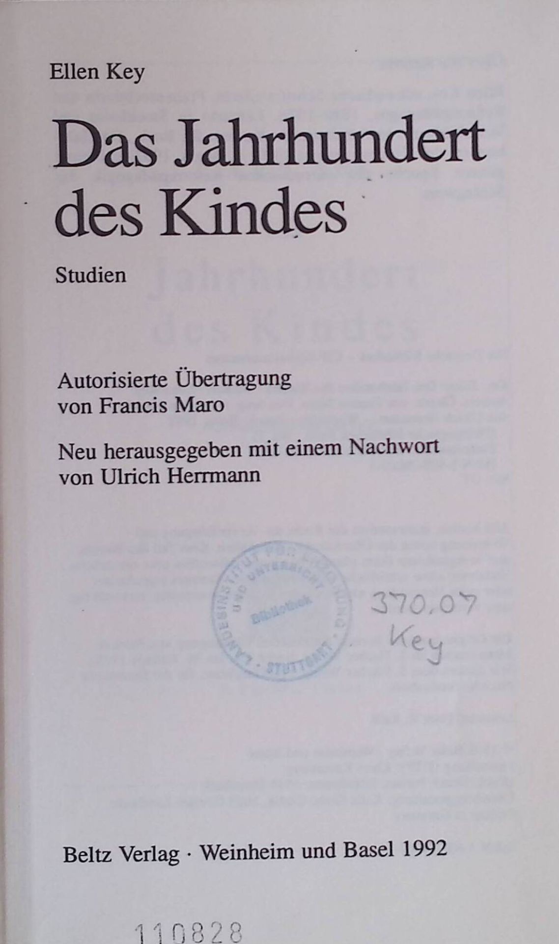 Das Jahrhundert des Kindes. Studien