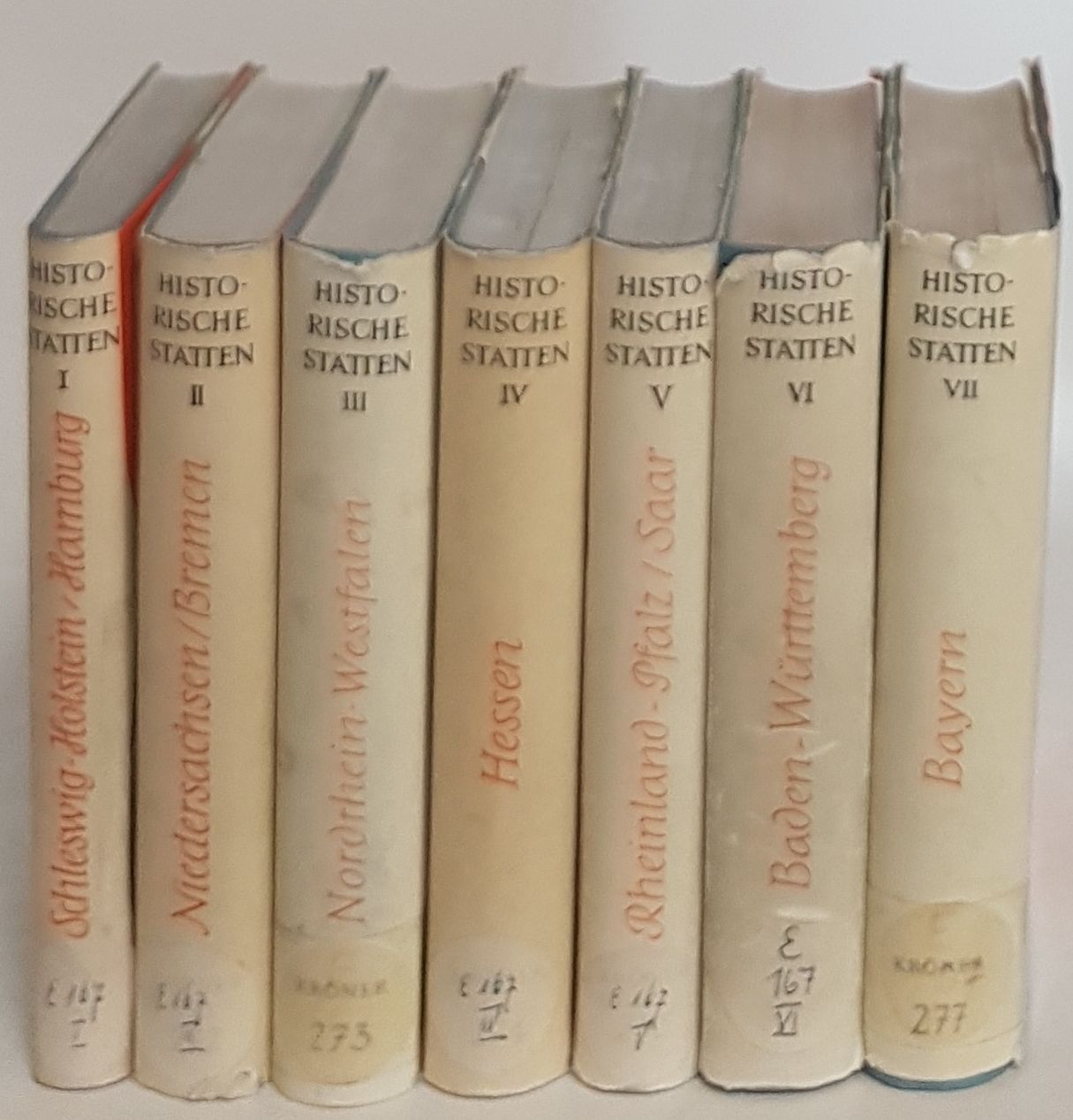 Handbuch der historischen Stätten Deutschlands (7 Bände) - Bd.I: Schleswig-Holstein/ Hamburg/ Bd.II: Niedersachsen/ Bremen/ Bd.III: Nordrhein-Westfalen/ Bd.IV: Hessen/ Bd.V: Rheinland-Pflanz/ Saarland/ Bd.VI: Baden-Württemberg/ Bd.VII: Bayern