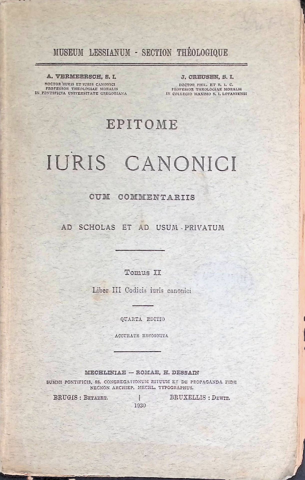 Epitome Iuris Canonici cum Commentariis, ad Scholas et ad usum-Privatum, Tomus II. Liber III Codicis iuris canonici