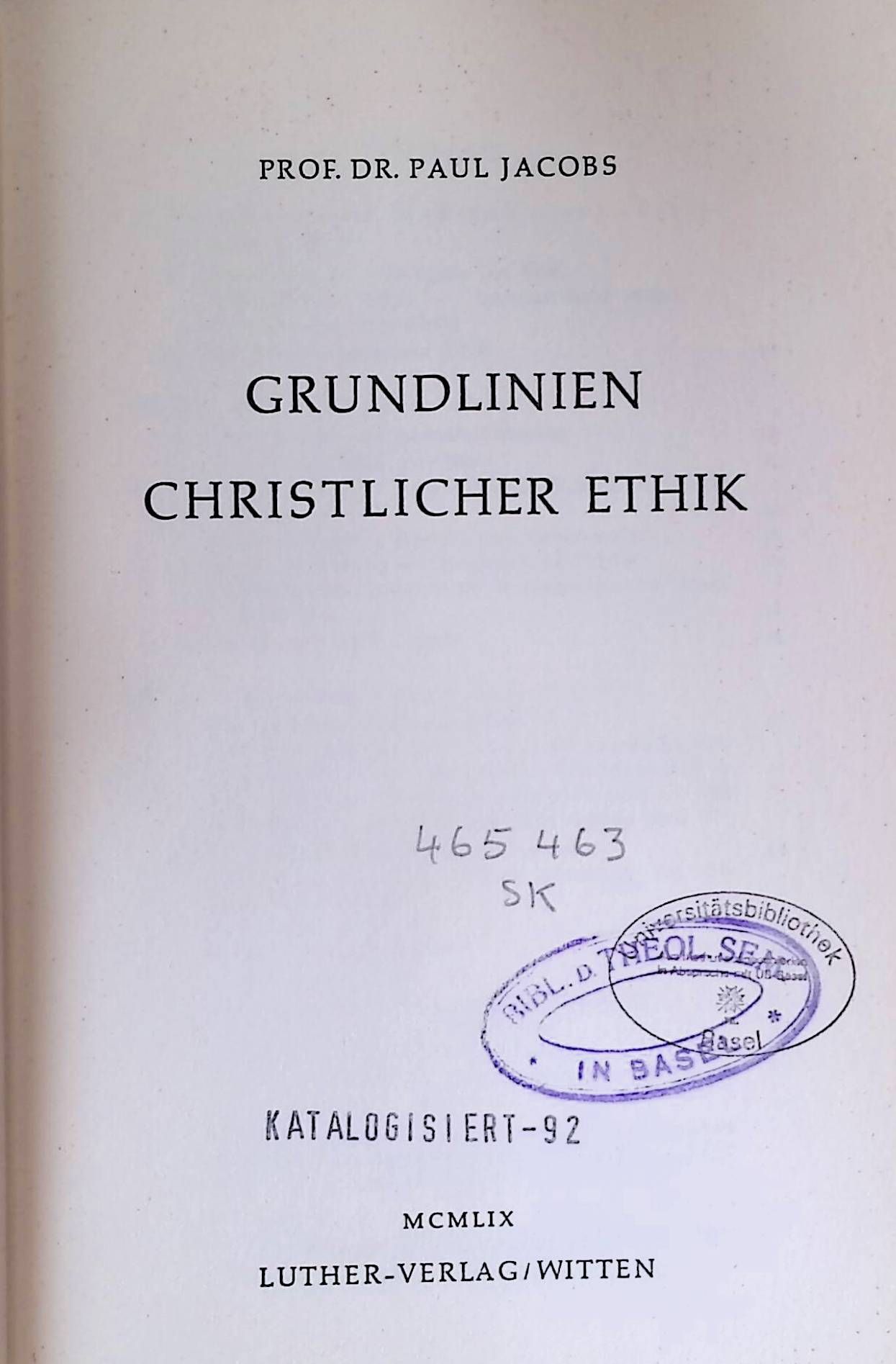 Grundlinien christlicher Ethik