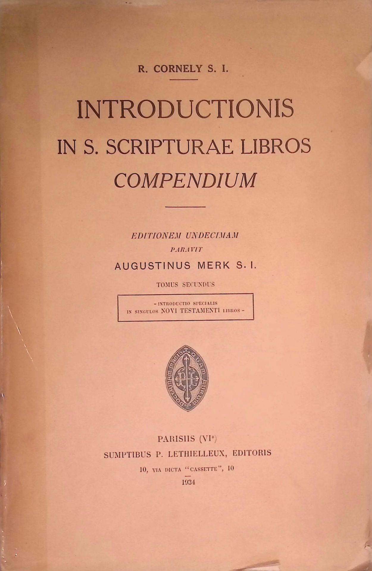 Introductionis in S.Scripturae Libros Compendium. Tomus Secundus