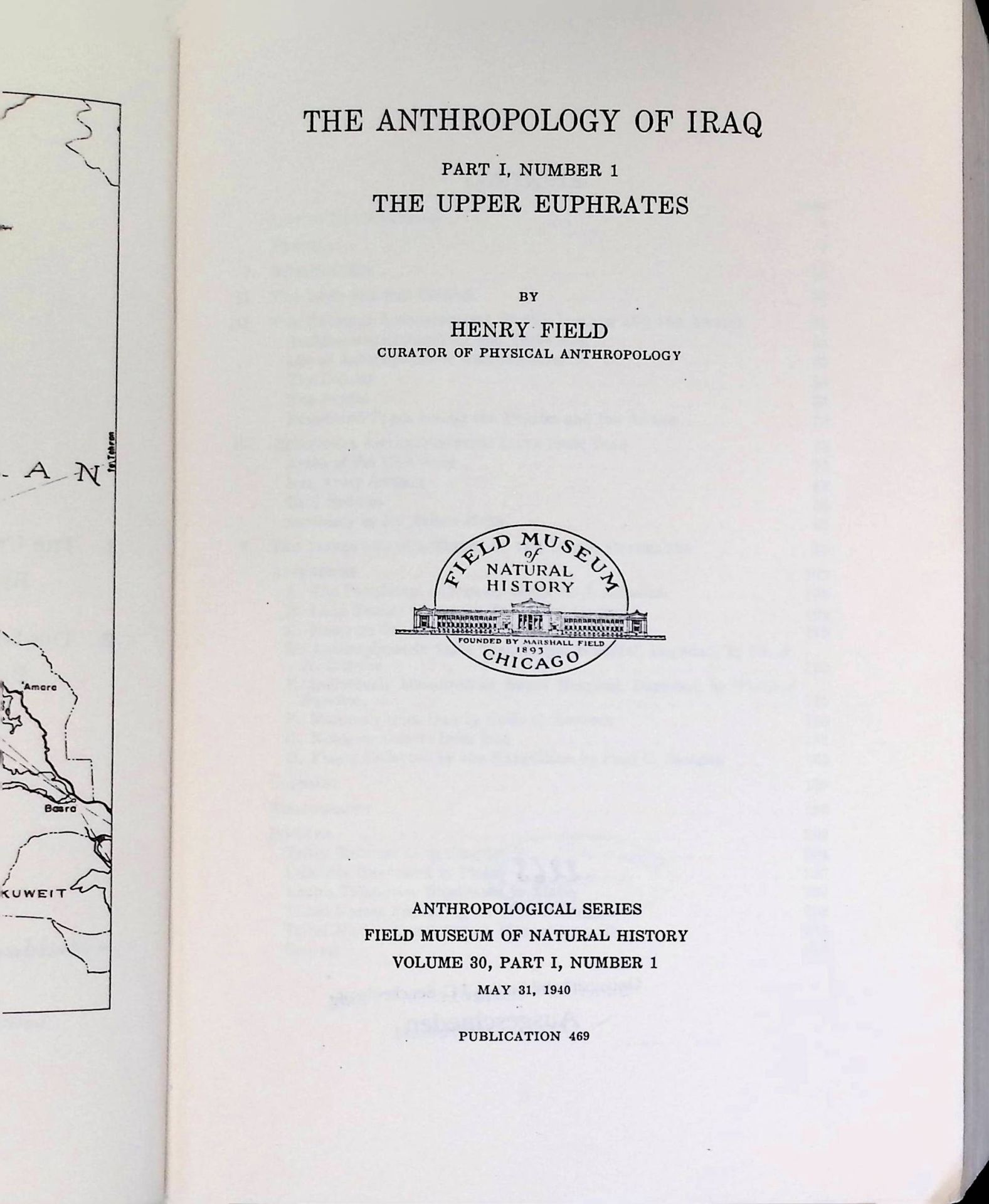 The Anthropology Of Iraq Part I, Number 1 The Upper Euphrates