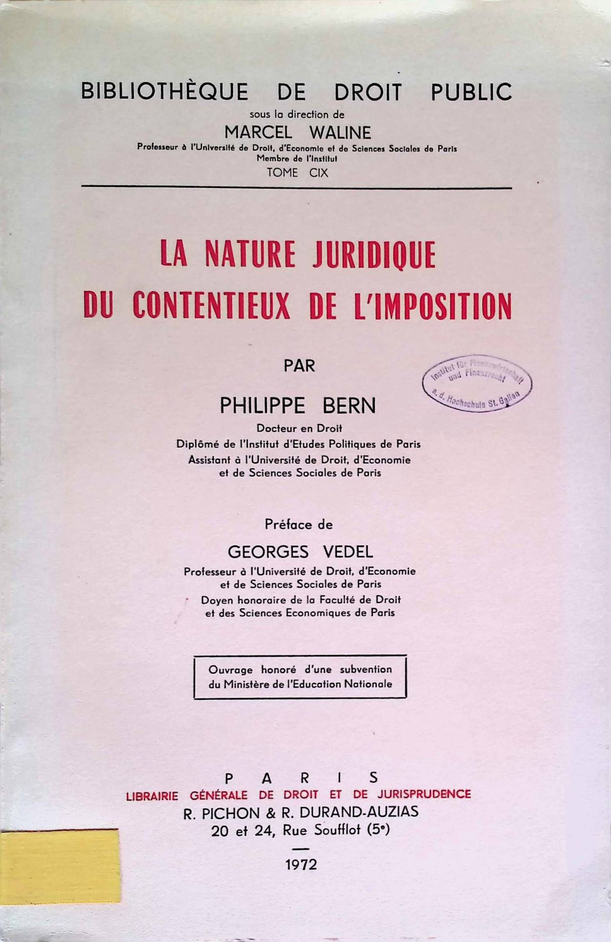 La Nature Juridique du Contentieux de L'Imposition