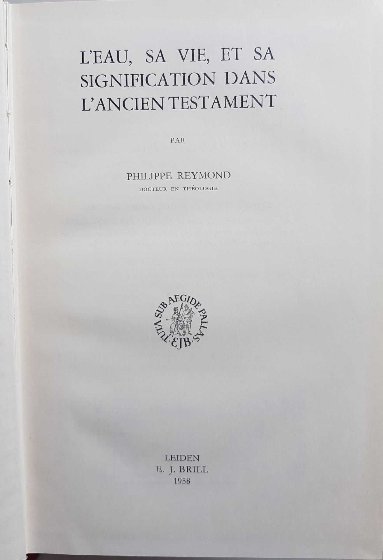 L'Eau, sa vie, et sa Signification dans L'Ancien Testament