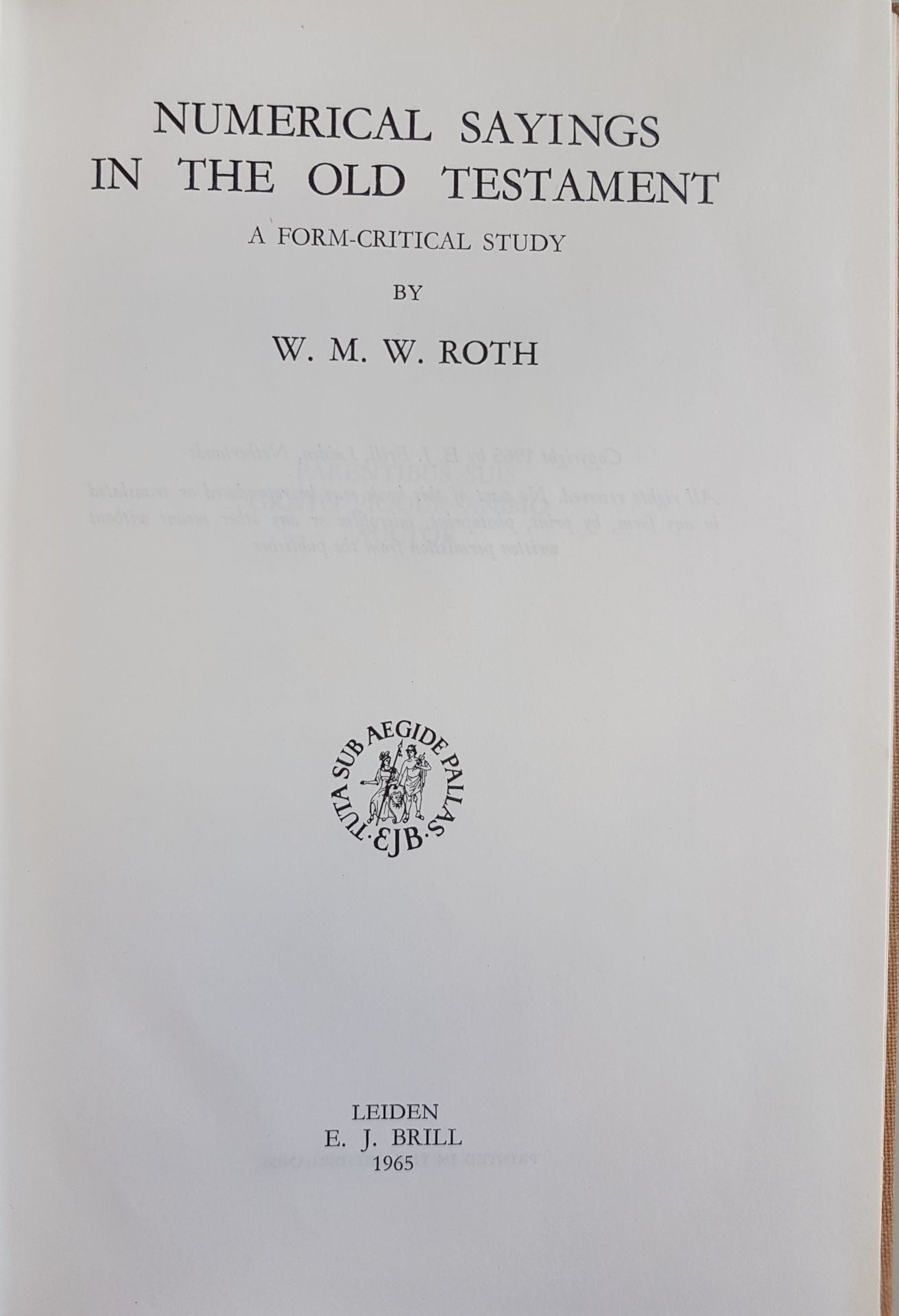 Numerical Sayings in the Old Testament. A Form-Critical Study