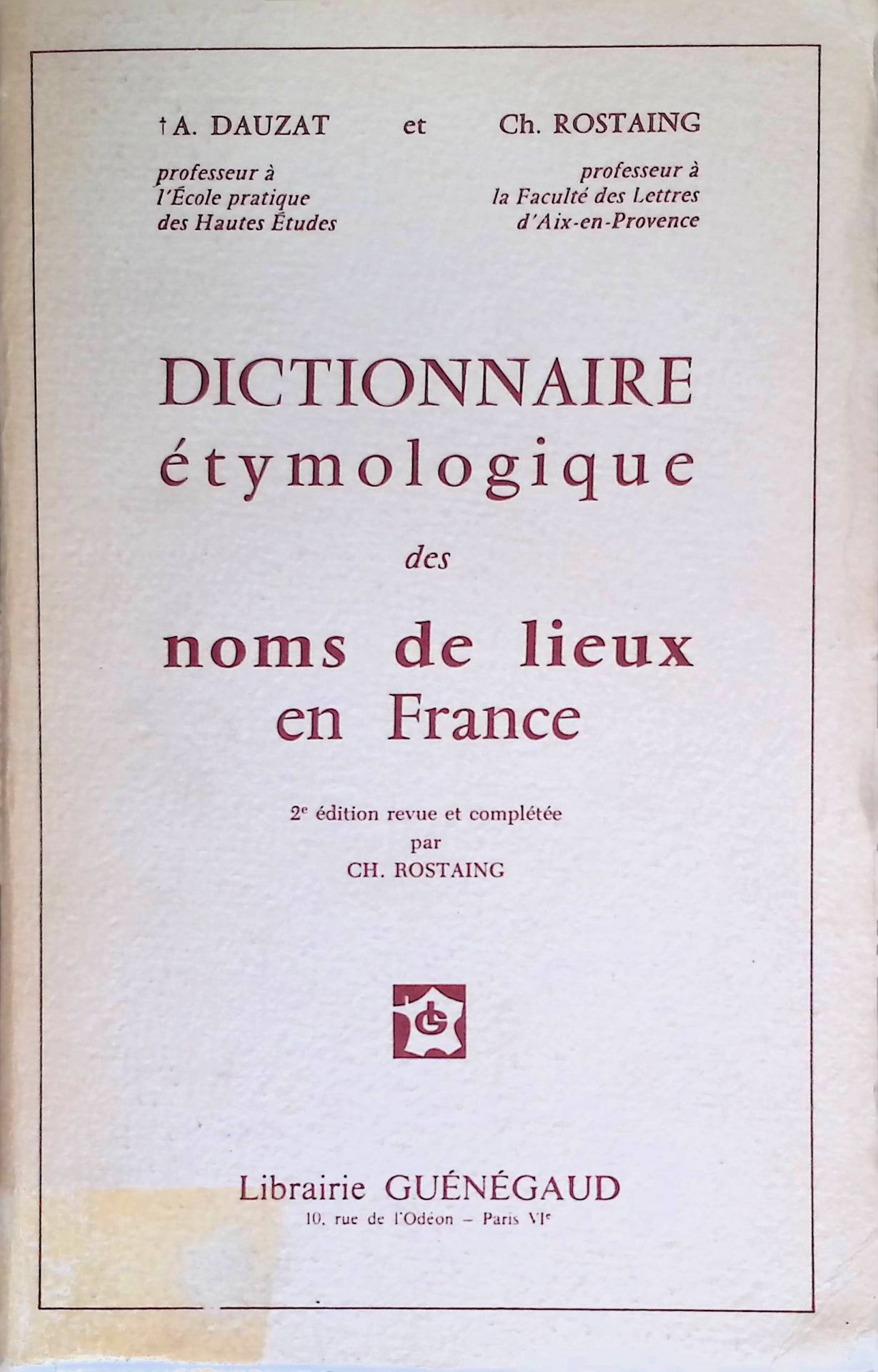 Dictionnaire étymologique des noms de lieux en France