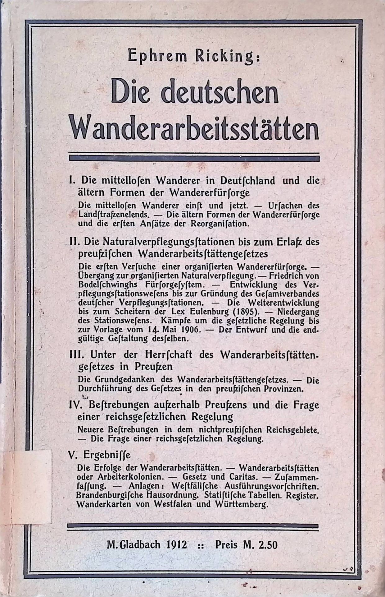 Die deutschen Wanderarbeitsstätten