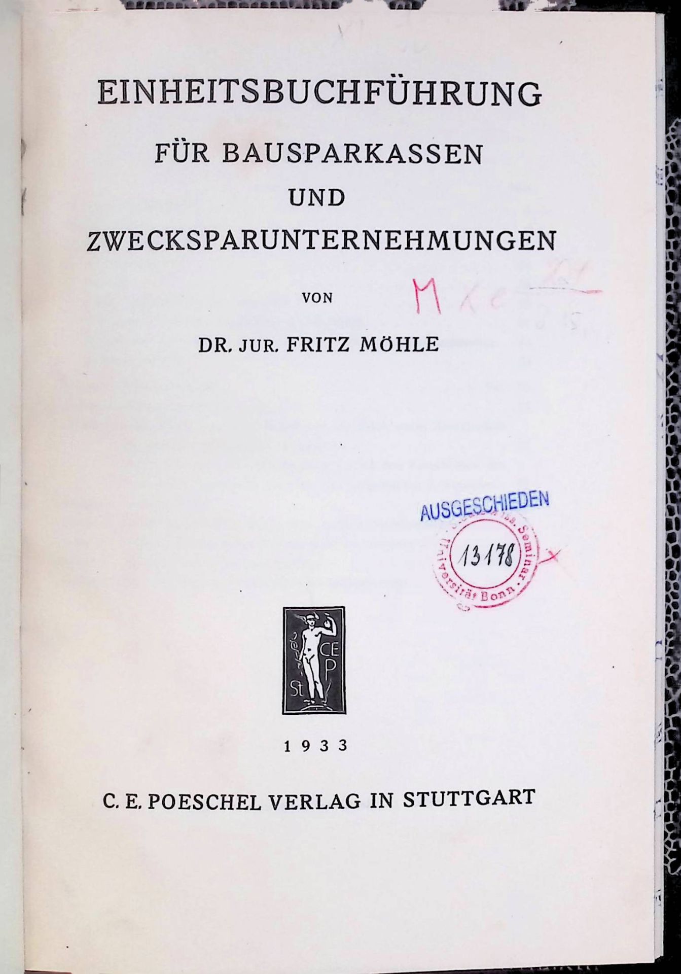 Einheitsbuchführung für Bausparkassen und Zwecksparunternehmungen