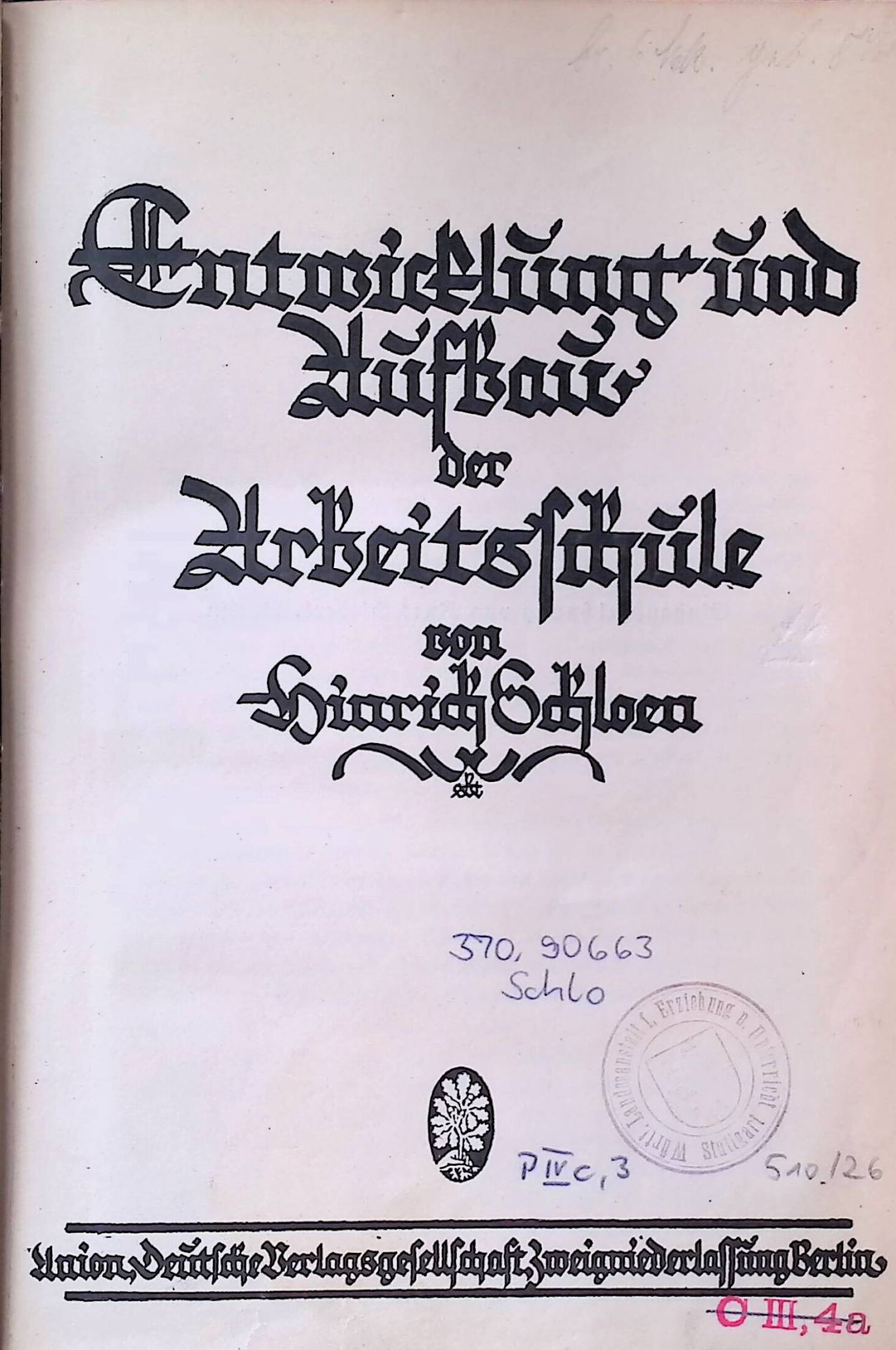 Entwicklung und Aufbau der Arbeitsschule